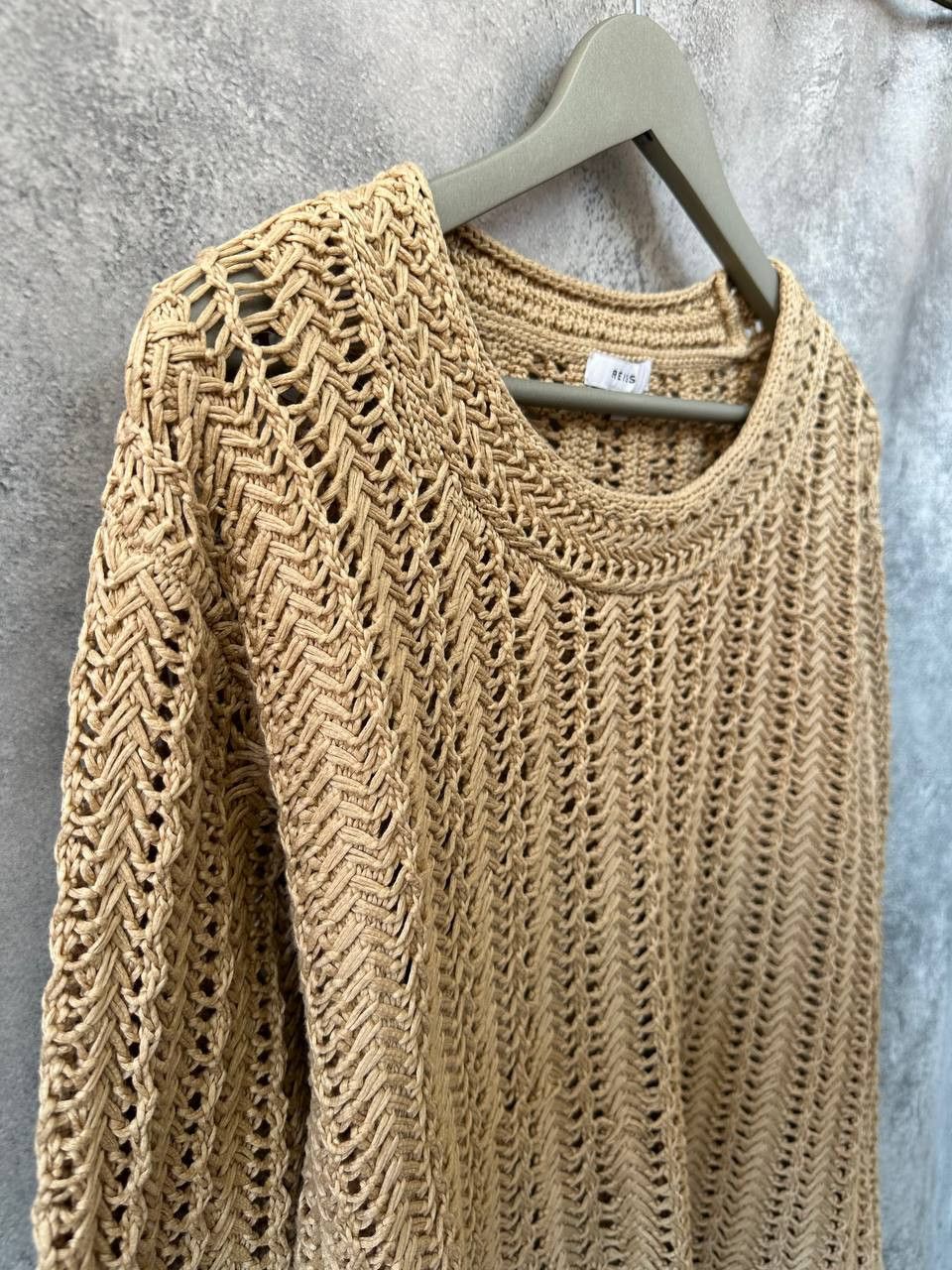 Reiss Reiss Silive Open-Knit Cotton Jumper Beige Sweater Relaxed Size L / US 10 / IT 46 - 4 Thumbnail
