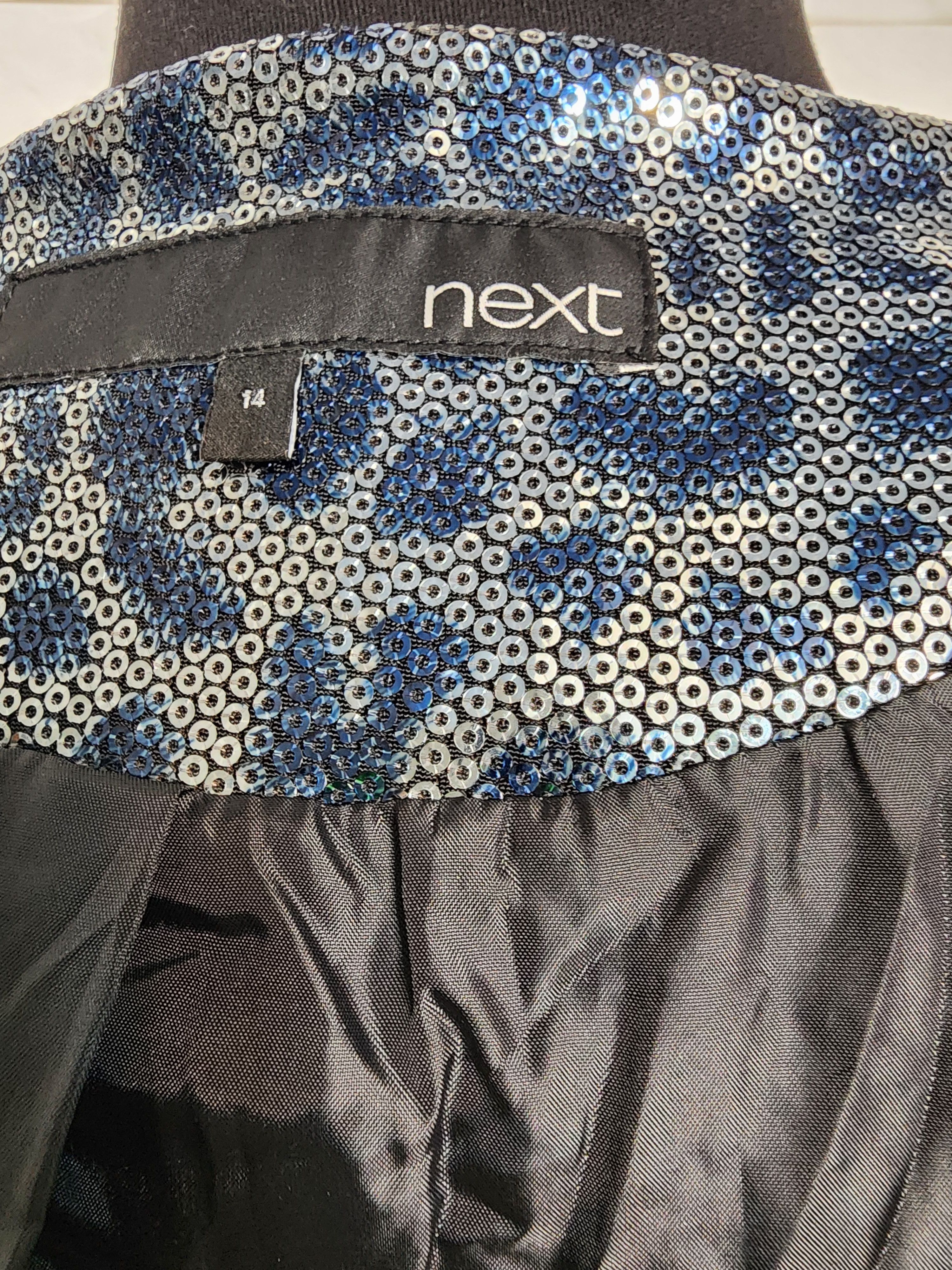 NEXT Silver-Blue Jacket With Sequins: Women's Blue Blazer Size M / US 6-8 / IT 42-44 - 7 Thumbnail