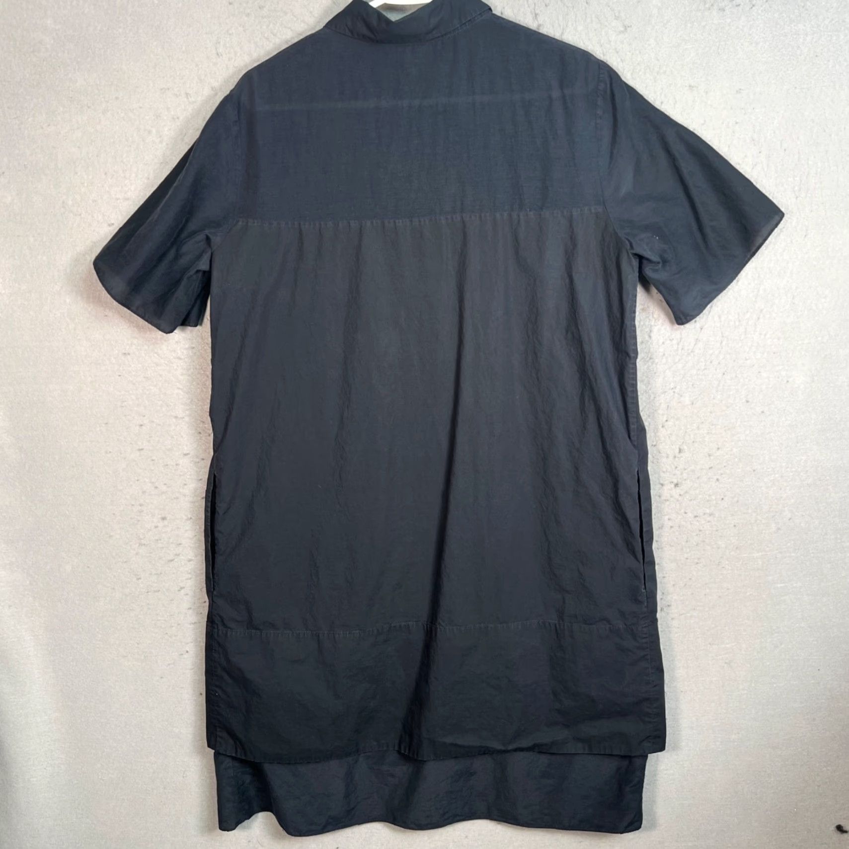 Cos COS Womens Size 14 Blue Shirt Dress Short Sleeve Button Front Cotton Silk Blend Size XL / US 12-14 / IT 48-50 - 2 Thumbnail
