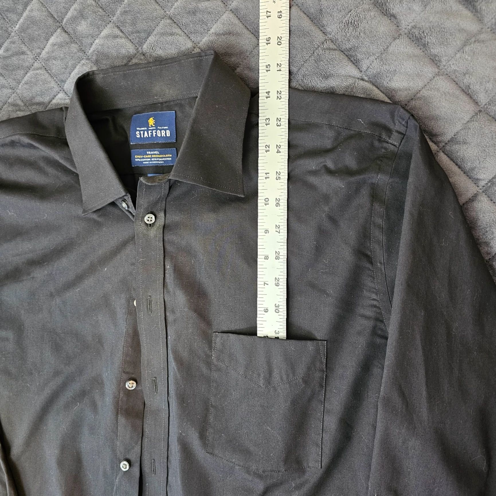 Stafford VINTAGE Stafford Button Up Shirt Travel Easy Care Black 17 32/33 Broadcloth Regular Men Dress Shirt Long Sleeve Collared Mens Size US XL / EU 56 / 4 - 4 Thumbnail