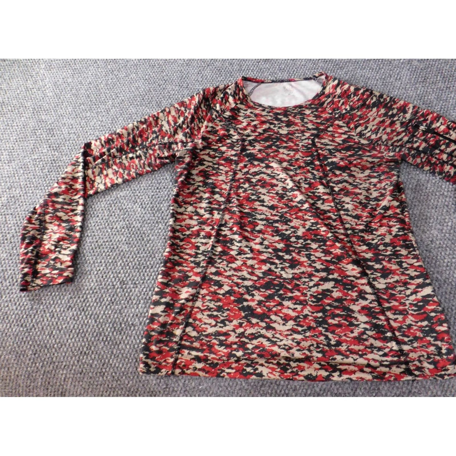 Anne Klein Anne Klein Blouse Womens Medium Red Geometric Stretch Sport Top Classic Shirt Size M / US 6-8 / IT 42-44 - 2 Thumbnail