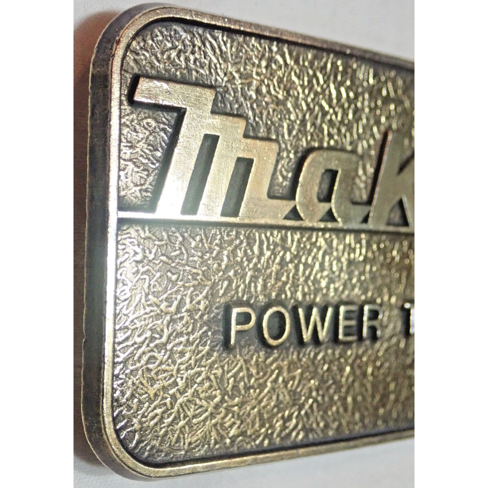 Vintage VINTAGE USA Made RARE 80s Makita Power Tool Belt Buckle Advertisement Bronze Unisex Adult Belt Buckle 3 1/4" X 2 1/8" Fits up to 1 5/8" wide 1980s Size ONE SIZE - 2 Thumbnail