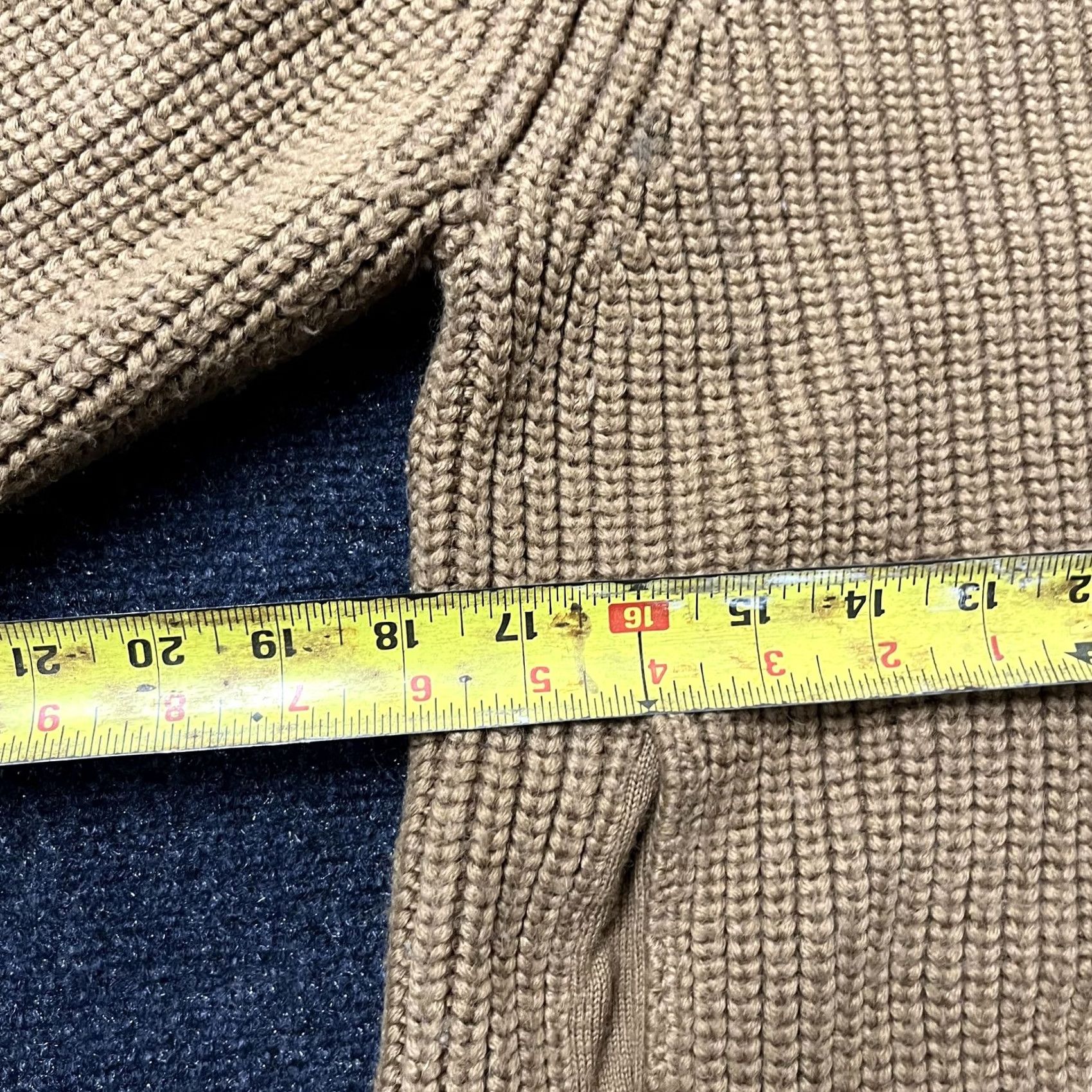 Banana Republic Banana Republic Womens Sweater Medium Tan Full Zip Mock Neck Knit Ribbed Size M / US 6-8 / IT 42-44 - 3 Thumbnail