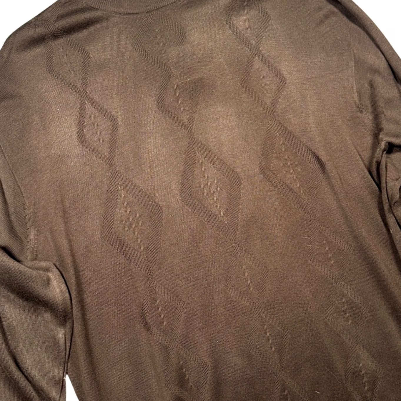 Vintage Trust Mock Neck Sweater Mens XL Brown New Diamond Textured Knit BS066 Size US XL / EU 56 / 4 - 6 Thumbnail