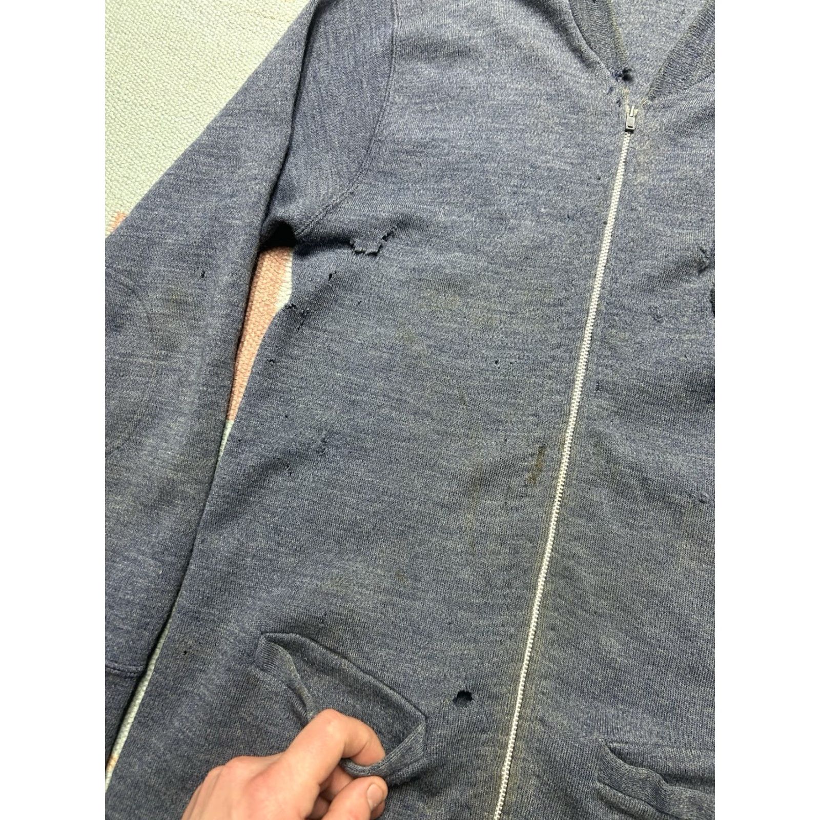 Vintage VINTAGE 40s WOOL CARDIGAN SWEATER TALON ZIP BLUE 3 POCKET DISTRESSED MENS SMALL Size US S / EU 44-46 / 1 - 4 Thumbnail