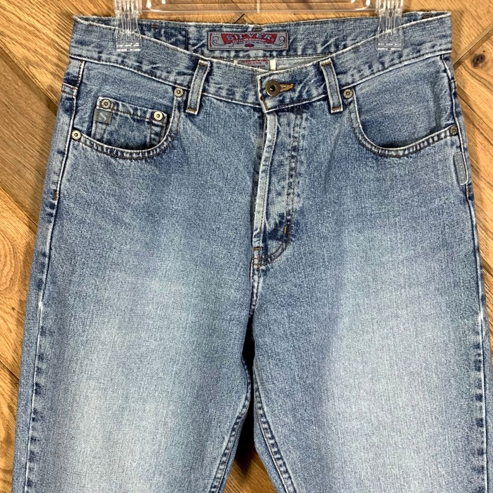 Silver Jeans Co. VINTAGE Silver Jeans Jeans Distressed 31x34 Blue Denim Straight Mens 32 Inseam 31 Waist Regular Size US 31 - 4 Thumbnail