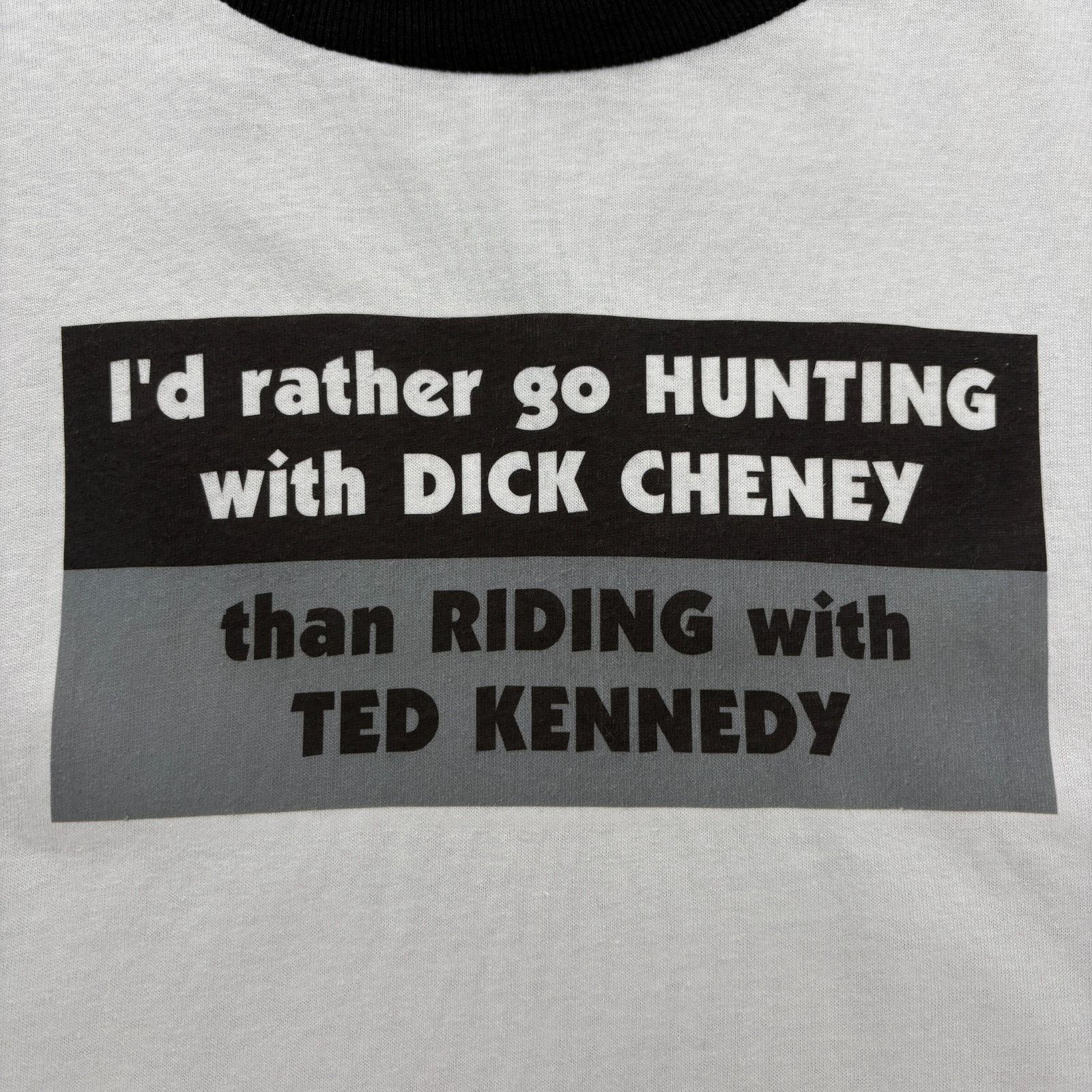 Delta VINTAGE DICK CHENEY Hunting Ted Kennedy Ringer T shirt Kenne Size US XL / EU 56 / 4 - 2 Thumbnail