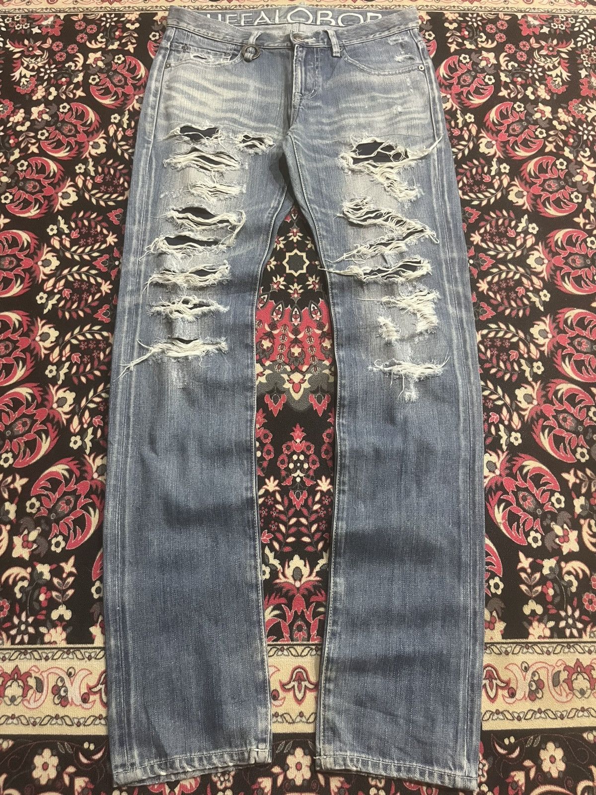 BUFFALO BOBS Japanese Brand Buffalo Bobs Trashed Ripped Skinny Fit Jeans Size US 32 / EU 48 - 1 Thumbnail