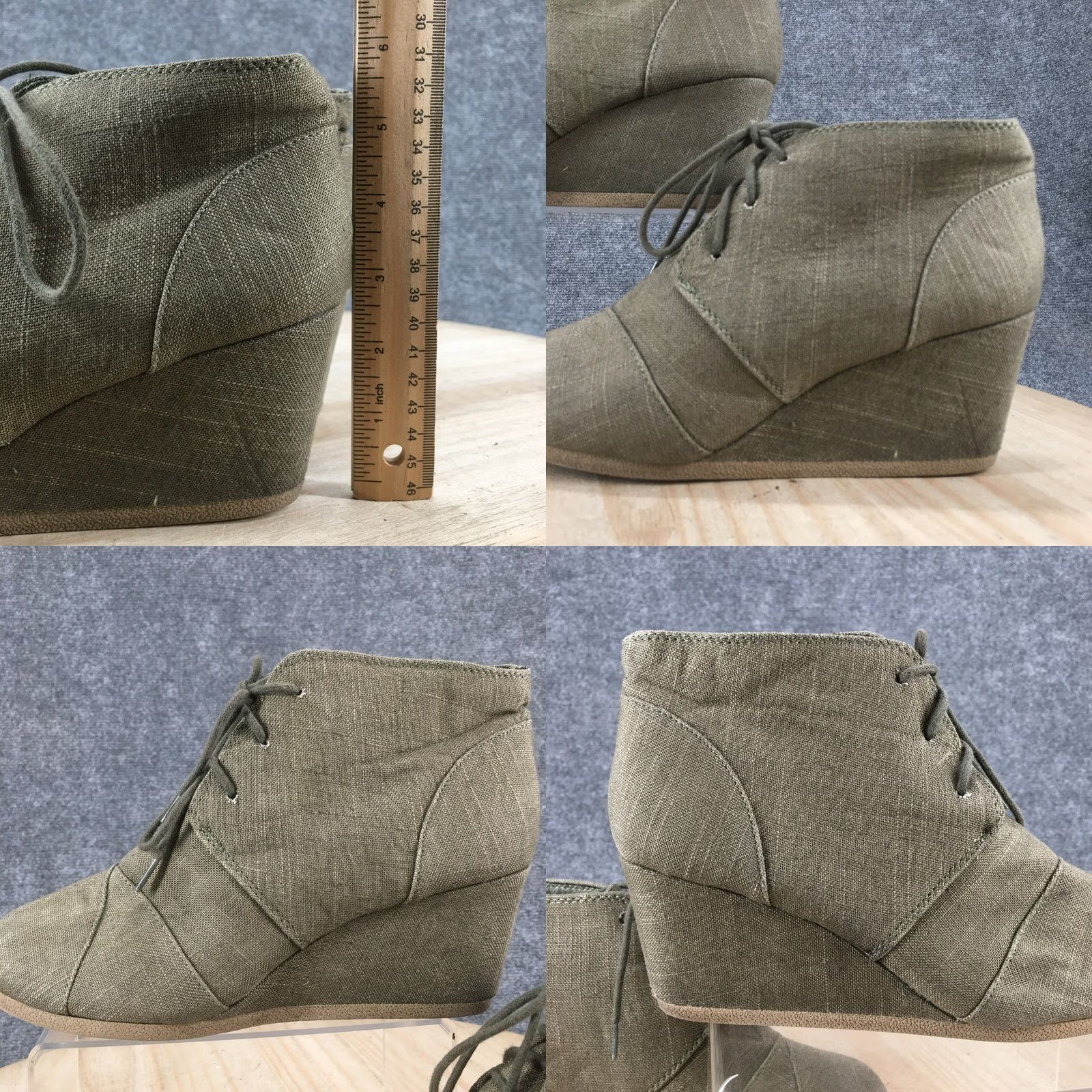 Vintage Maurices Boots Womens 9 Tali Ankle Booties Green Faux Leather Wedge Lace Up Size US 9 / IT 39 - 9 Thumbnail