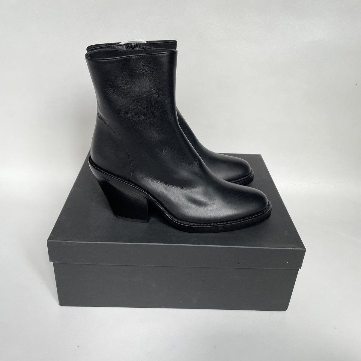 Ann Demeulemeester Black Leather Heeled Boots Size US 10 / IT 40 - 13 Thumbnail