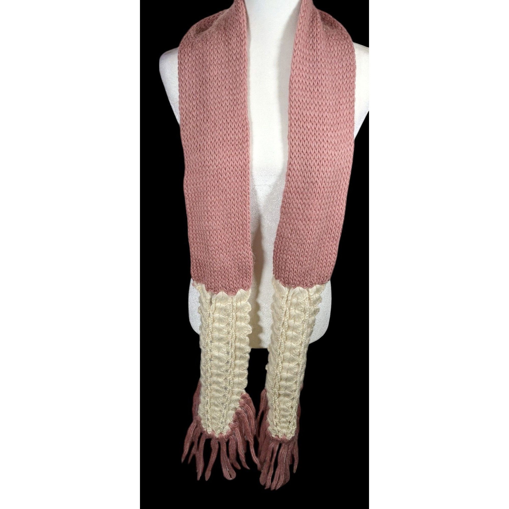 Handmade Vintage Handmade Victorian Rose Pink And Cream Scarf Size ONE SIZE - 3 Thumbnail