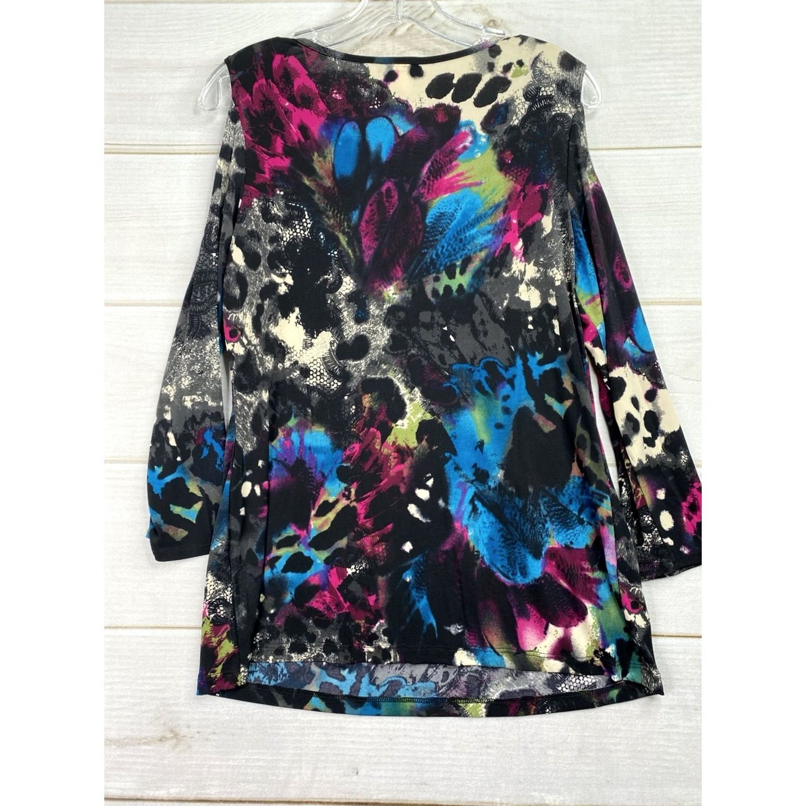 Venus Venus Womens Top L Multicolor Beaded Embroidered Fairy Slit Sleeve V-Neck Jersey Blouse Size L / US 10 / IT 46 - 8 Thumbnail