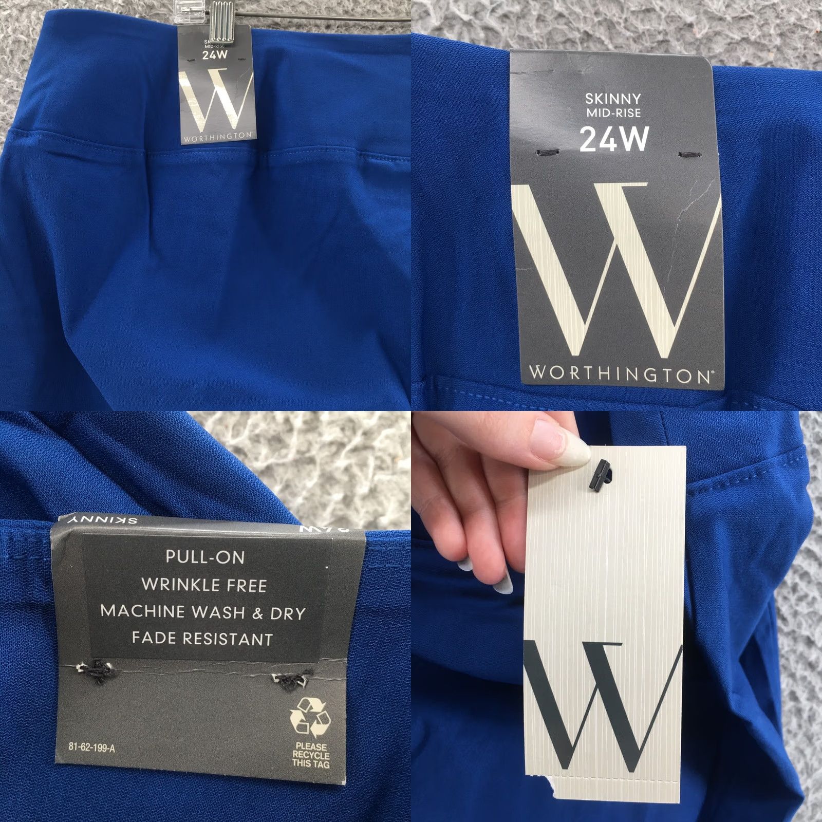 Worthington Worthington Skinny Pants Womens Blue Flat Front Pull On NEW Size 42" / US 20 - 9 Thumbnail