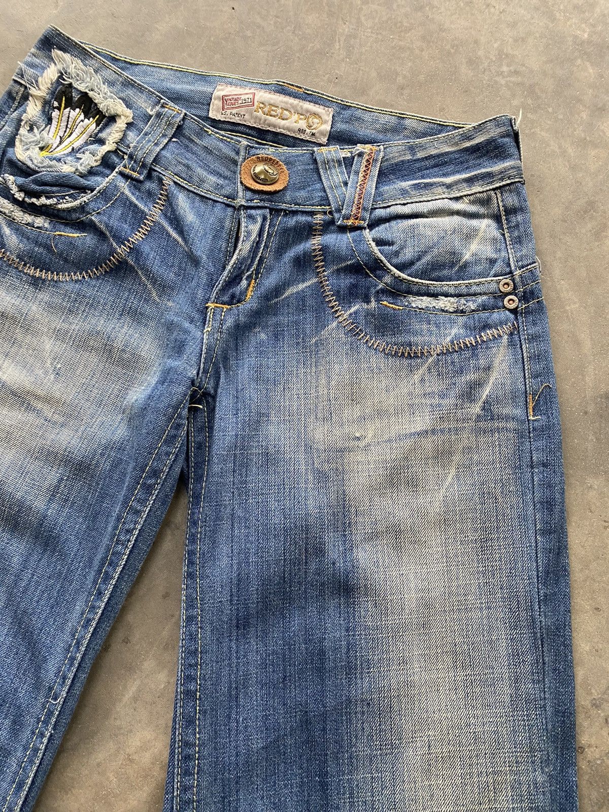 Hysteric Glamour × If Six Was Nine × Le Grande Bleu (L.G.B.) Baggy Flare Japan Red Paper Low Rise Wide Leg Size US 28 / EU 44 - 8 Thumbnail