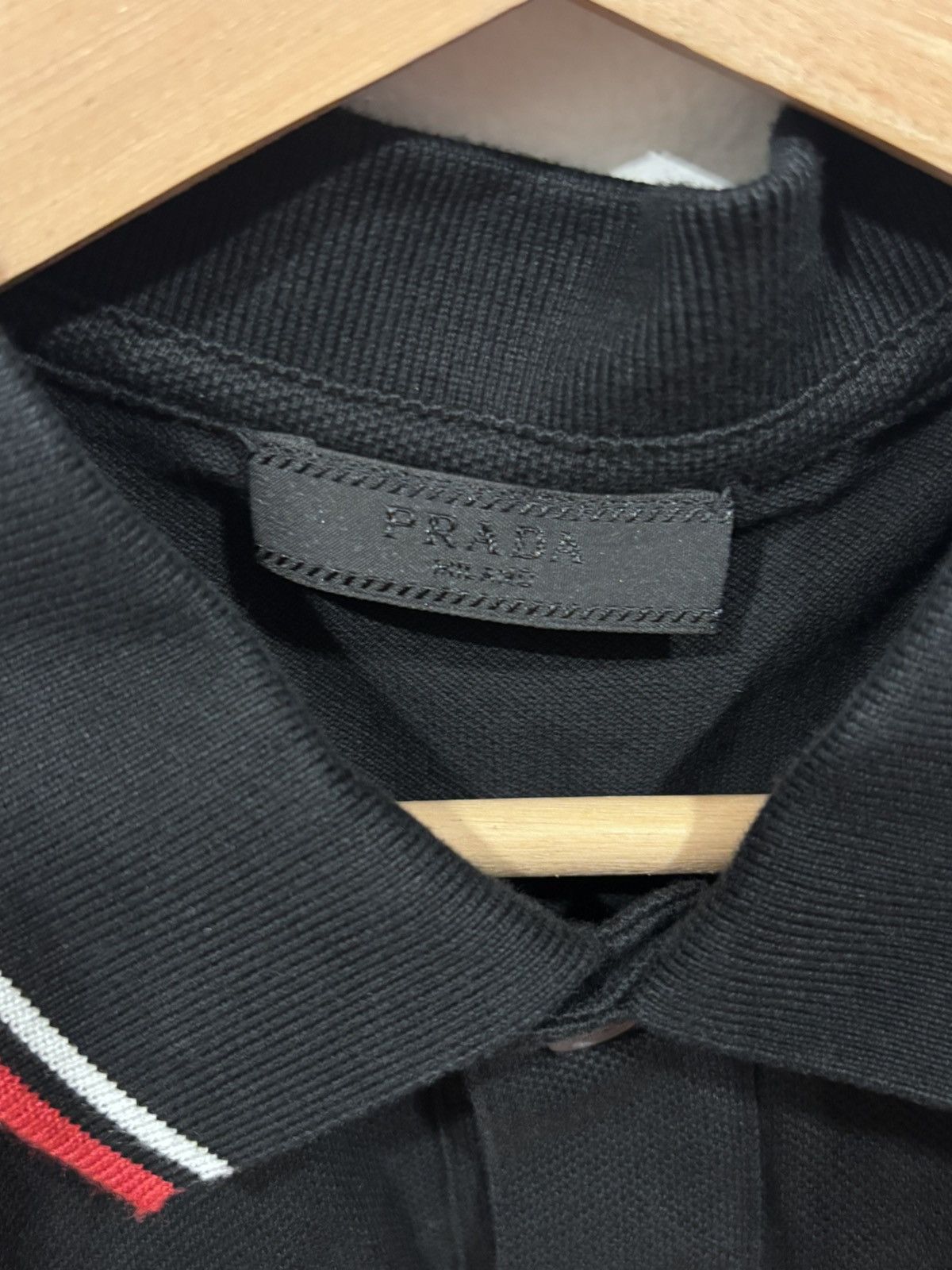 Prada Prada Logo Striped Trim Lapel Black Polo Size US XL / EU 56 / 4 - 4 Thumbnail