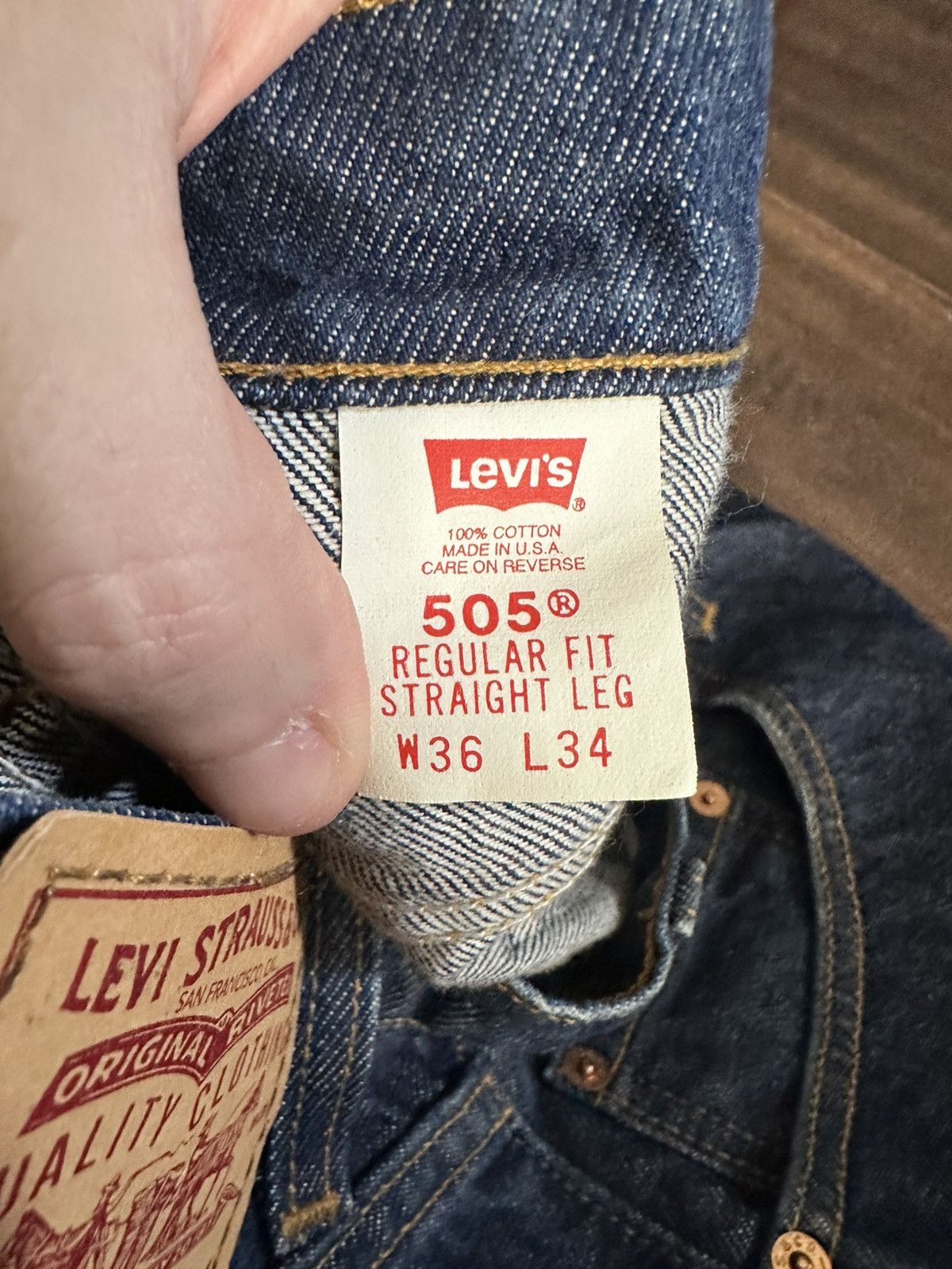Levi's Vintage MiUSA 505 straight leg indigo raw denim jeans Size US 34 / EU 50 - 10 Thumbnail