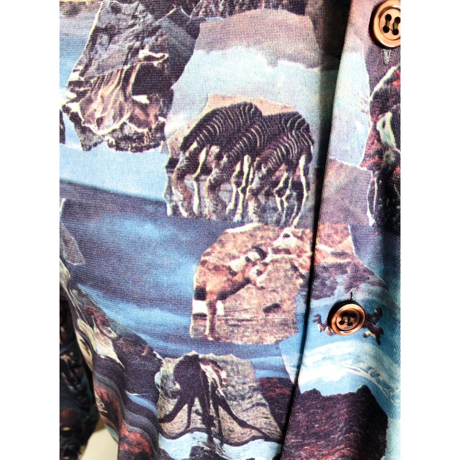 Sears SEARS Knit GOATS / ZEBRA WILDLIFE Shirt Md. M Multicolor Button-Up Long Sleeve Collared Mens Size US M / EU 48-50 / 2 - 5 Thumbnail