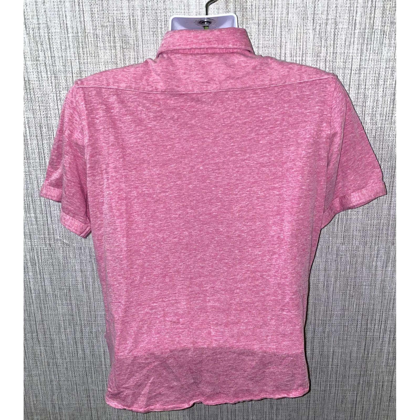 BUGATCHI Bugatchi Mens Pink Short Sleeve Button Front Shirt 21 In Armpit Size US M / EU 48-50 / 2 - 4 Thumbnail