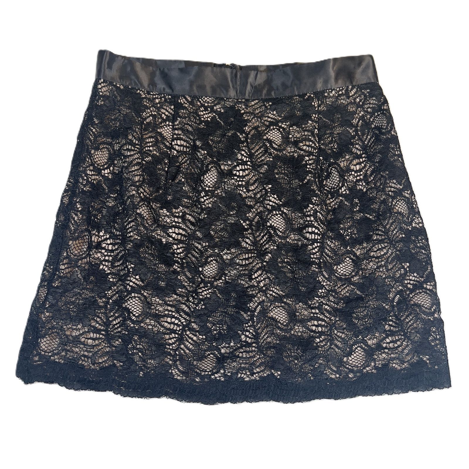 French Connection French Connection A-Line Micro-Mini Skirt Lace 6 Black Beige Size 27" / US 4 / IT 40 - 1 Thumbnail