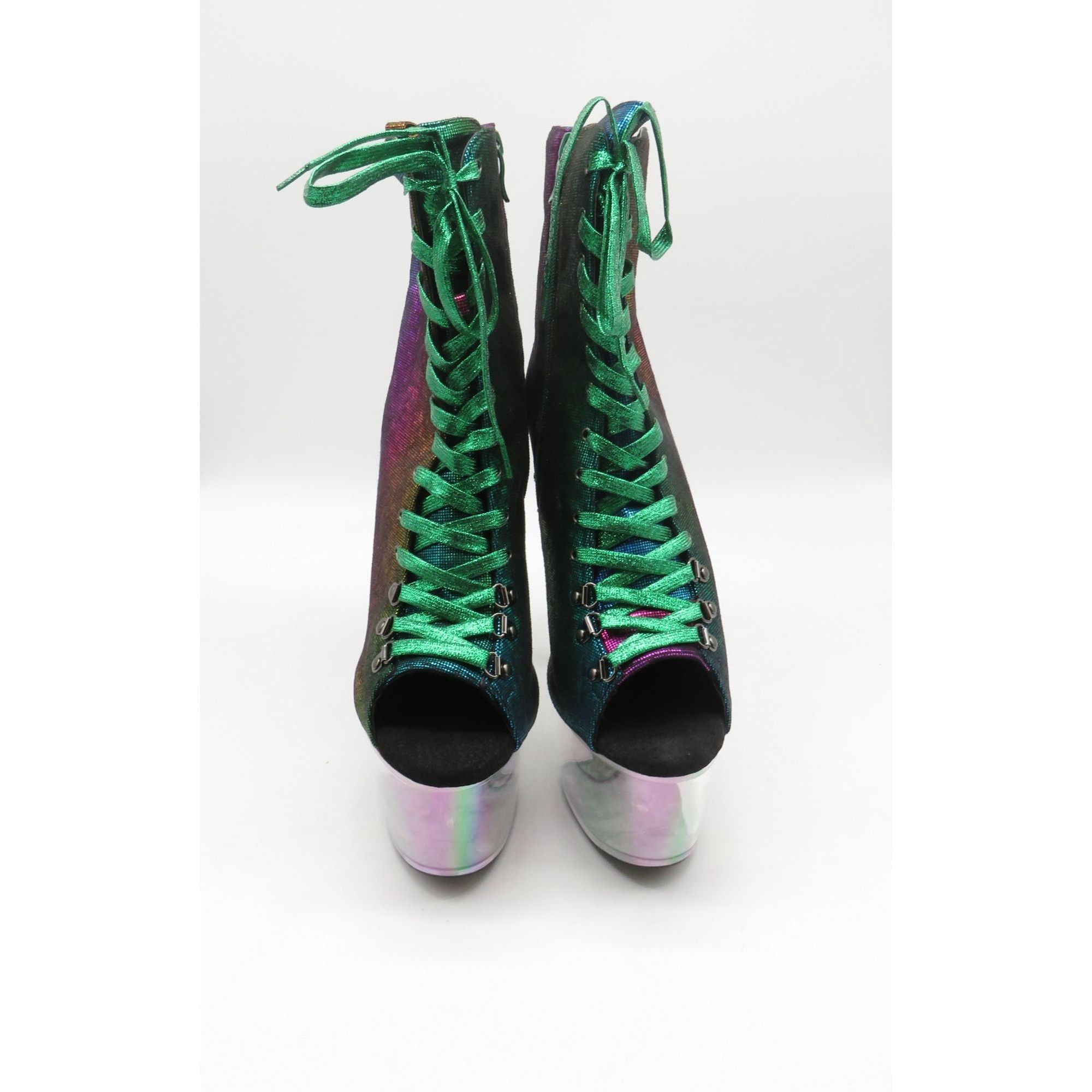 Other Ellie 7" Multicolor Lace-Up Platform Ankle Boots With Clear Size US 12 / IT 42 - 3 Thumbnail