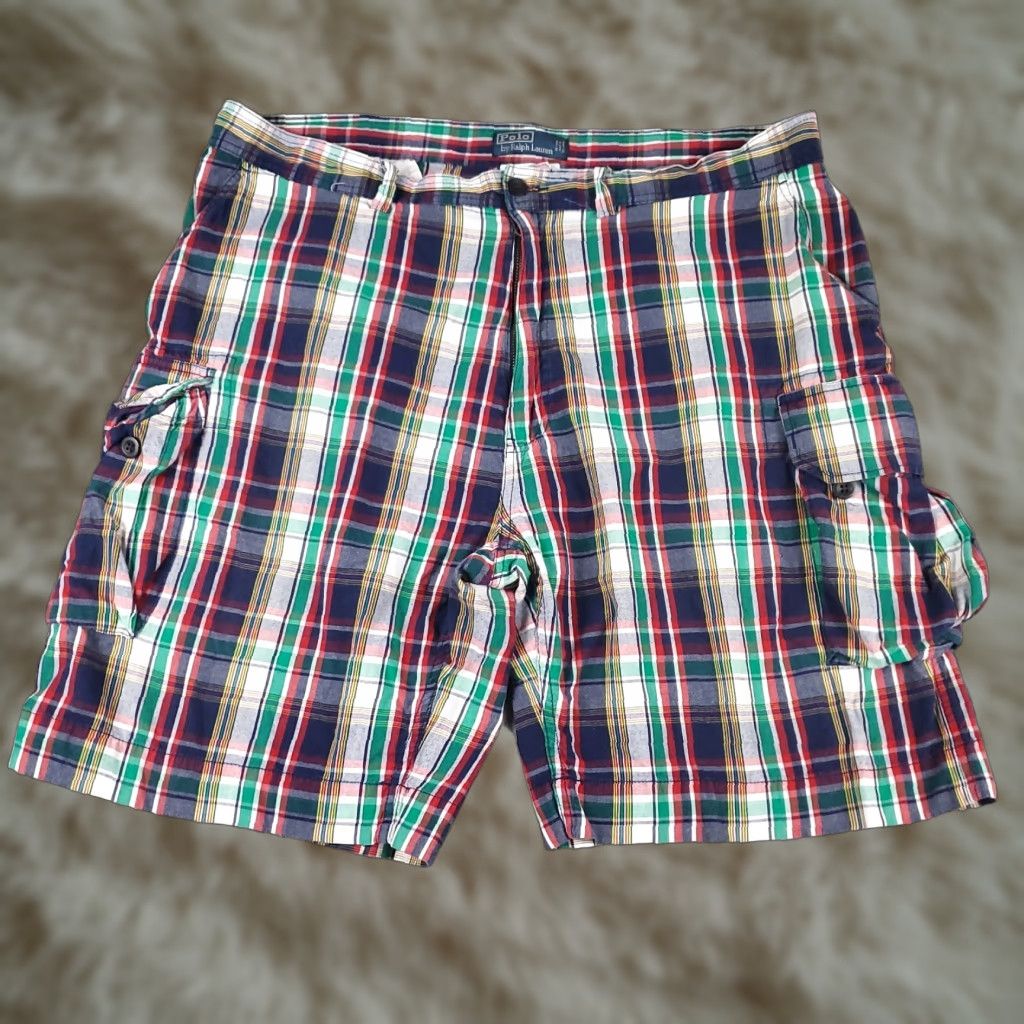 Ralph Lauren VINTAGE Ralph Lauren Cargo Shorts Mens 42 Blue Plaid Casual Outdoor Hiking Camping Size US 42 / EU 58 - 1 Thumbnail