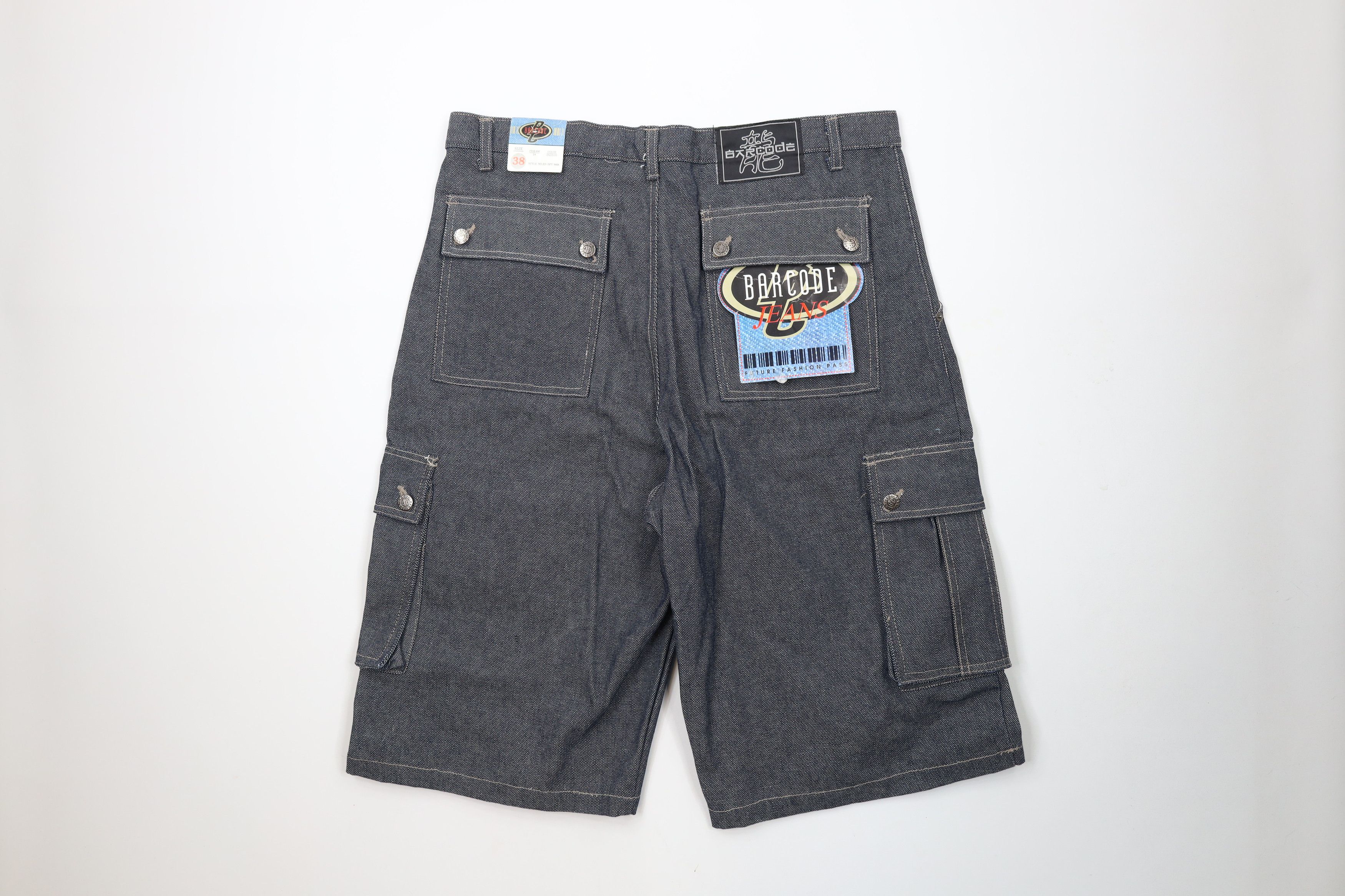 Vintage Deadstock Vintage 90s Y2K Streetwear Denim Cargo Shorts Blue Size US 38 / EU 54 - 8 Thumbnail