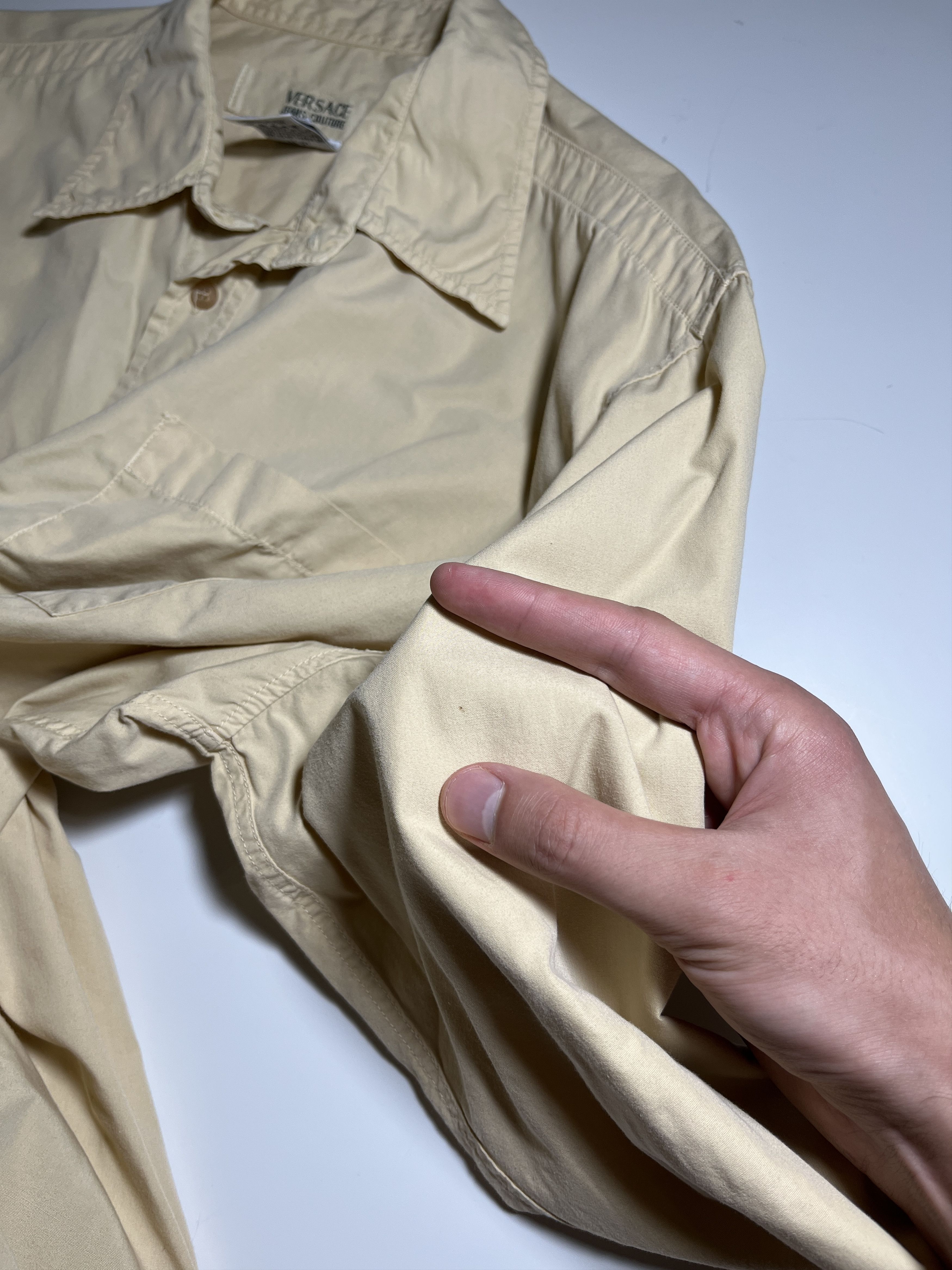 Versace Jeans Couture × Vintage Vintage 90s Versace Jeans Couture Beige Long Sleeve Shirt Size US XL / EU 56 / 4 - 15 Thumbnail