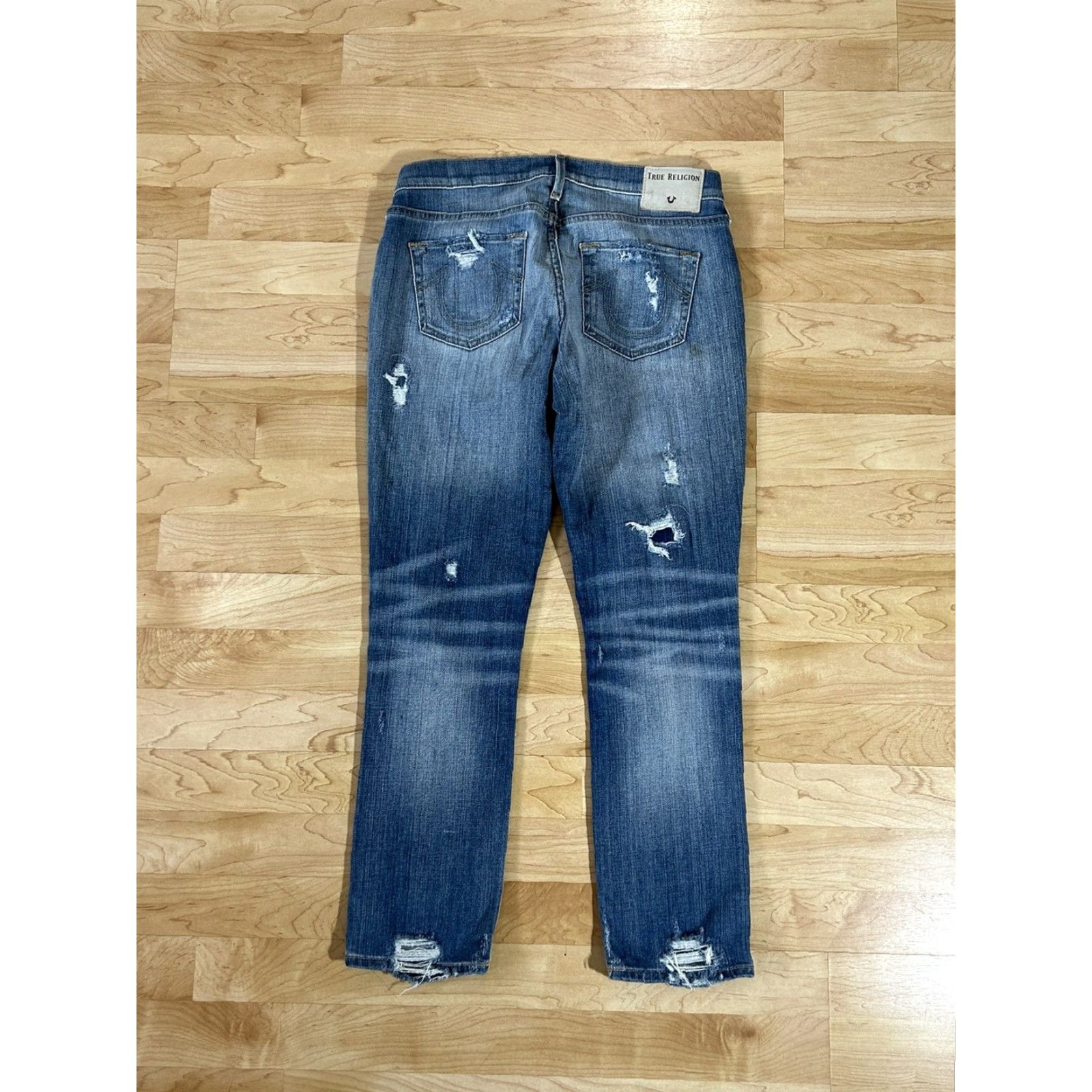 True Religion Womens True Religion Jeans Straight Mid Rise Distressed Blue Size 26 Size 26" / US 2 / IT 38 - 2 Thumbnail