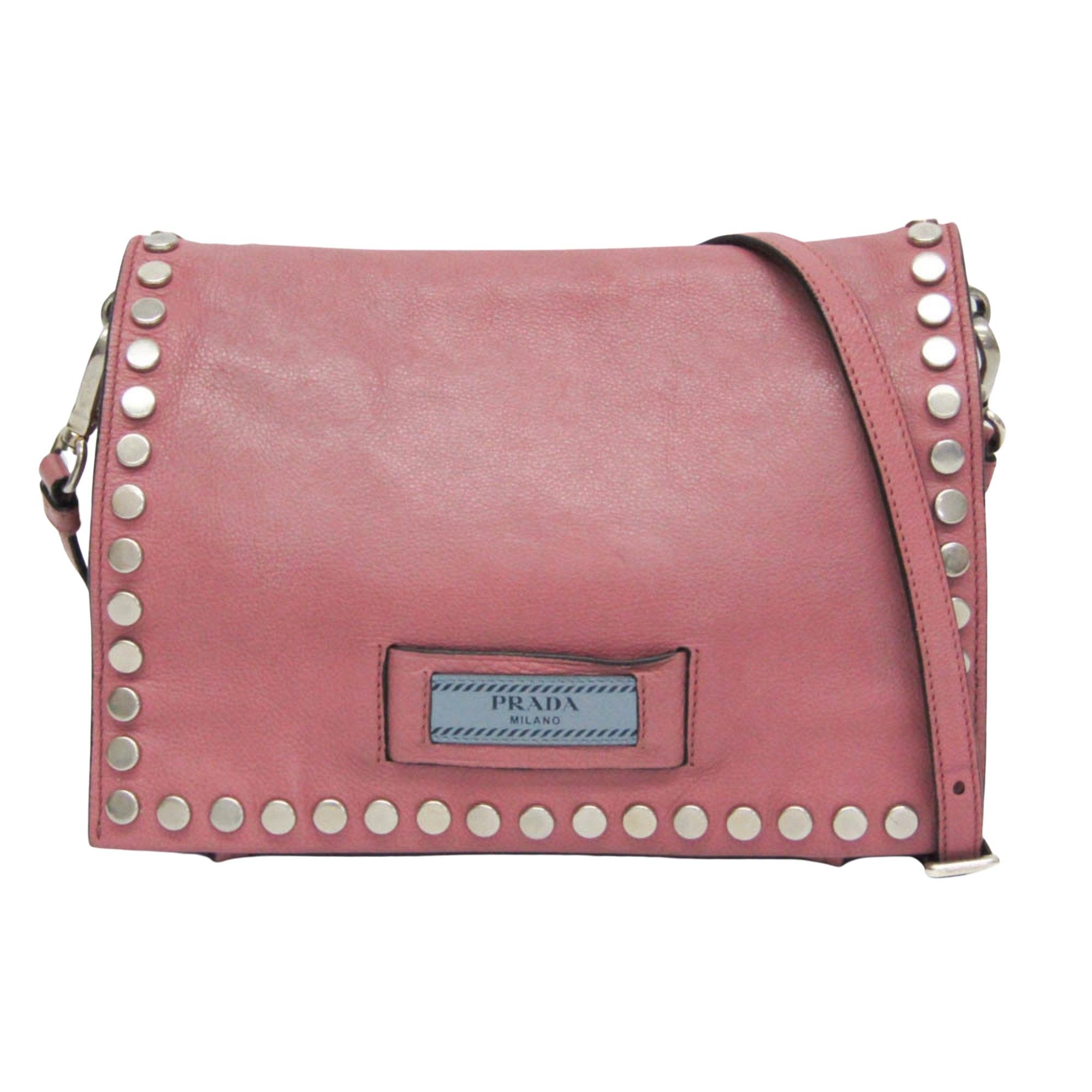 Prada Etiquette Pink Leather Shoulder Bag (Pre-Owned) Size ONE SIZE - 1 Thumbnail
