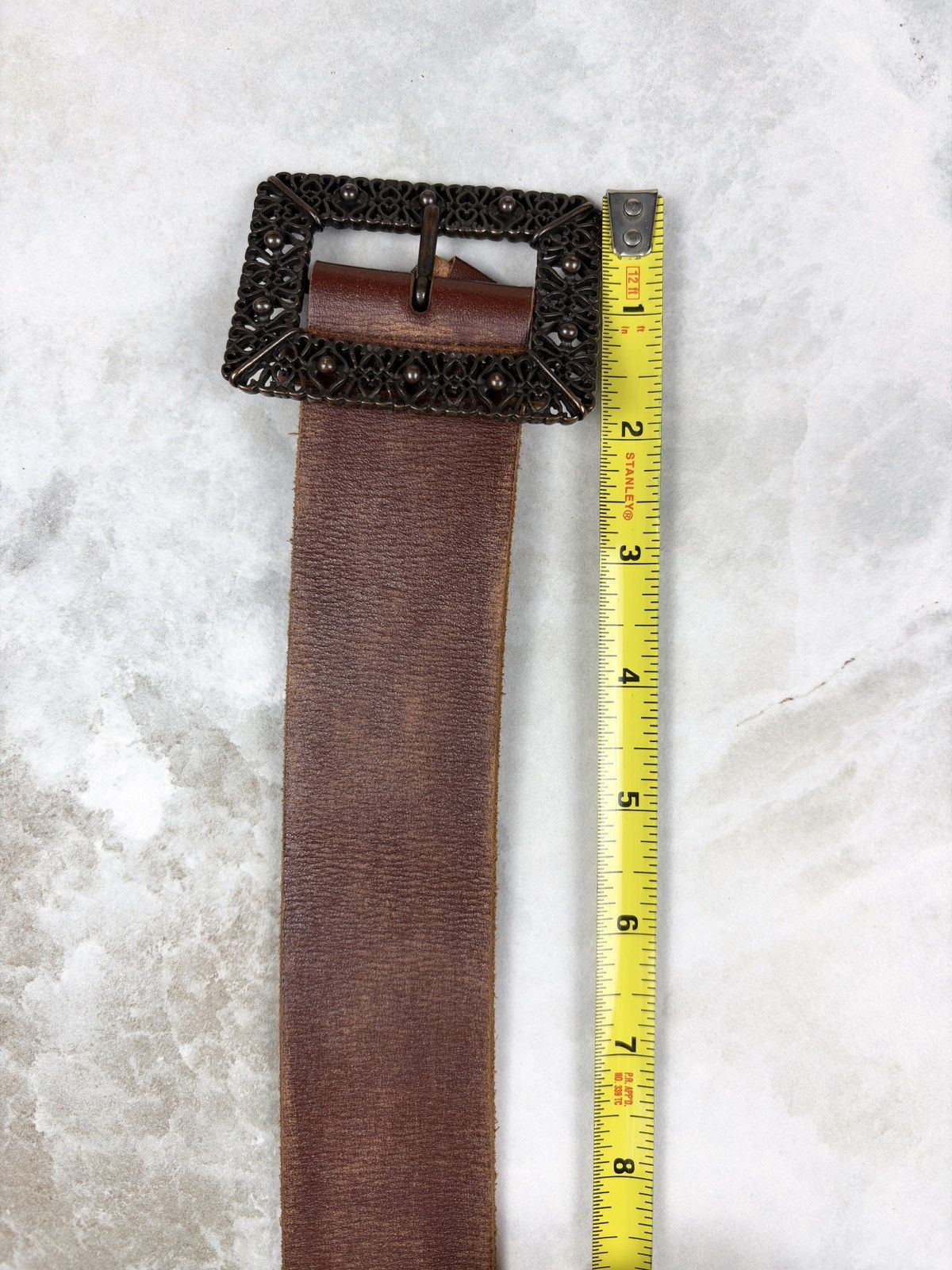 Junya Watanabe Junya Watanabe Ornamental Buckle Leather Belt Brown CDG Size ONE SIZE - 4 Thumbnail