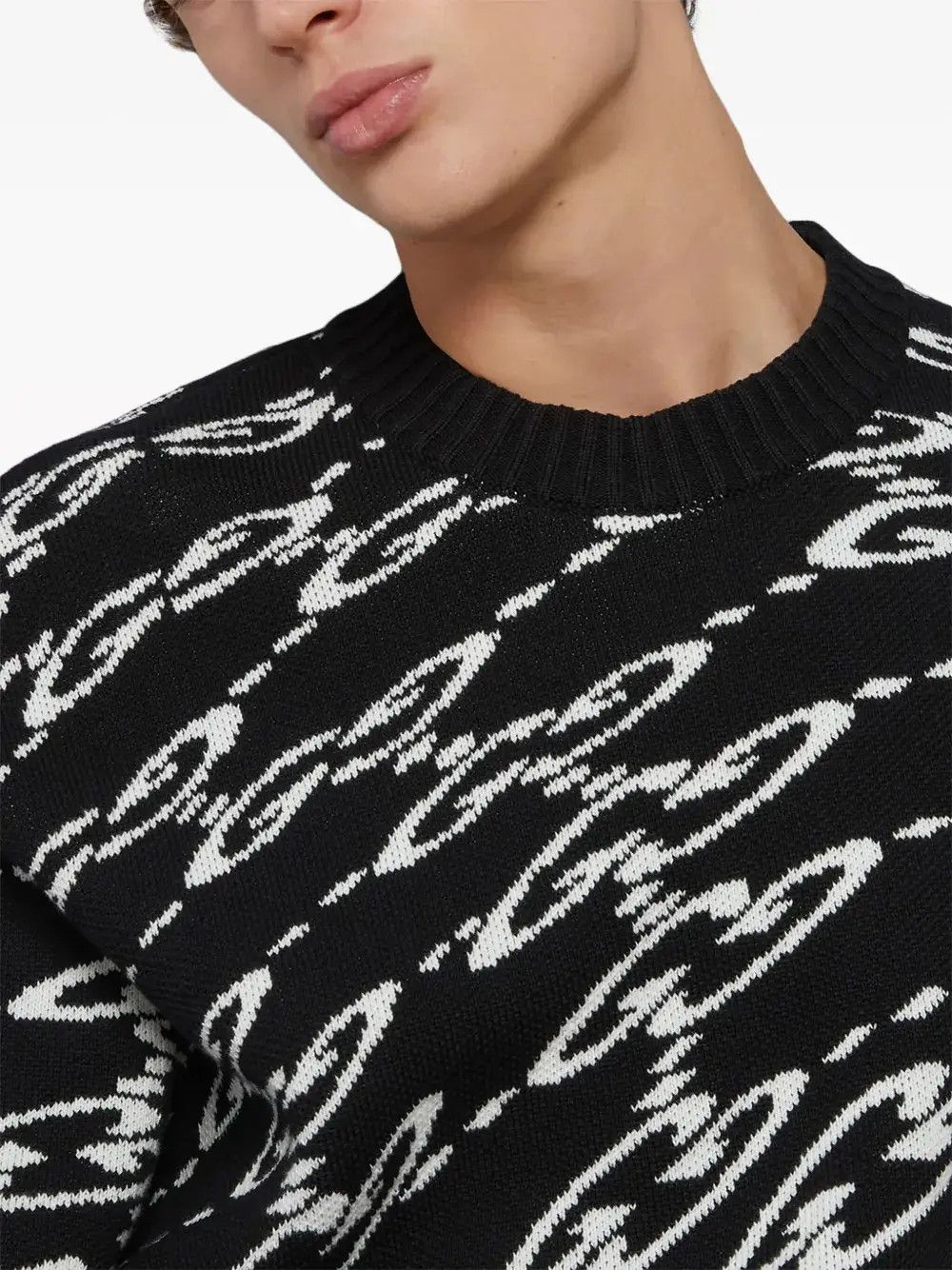 Gucci o1loc1c0925 Wavy GG Cotton Sweater in Black/White Size US L / EU 52-54 / 3 - 4 Thumbnail