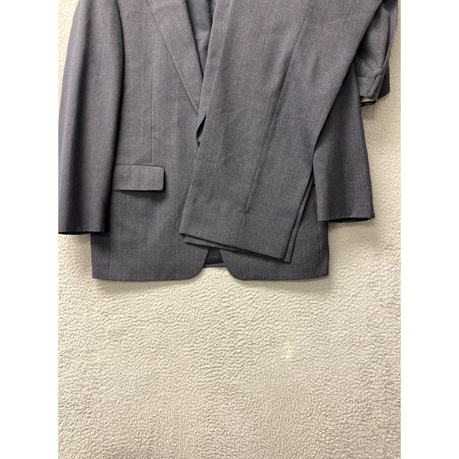Brooks VINTAGE Christian Brooks Men's Suit Jacket 42 Regular Plaid Gray Brown 2-Piece Blazer for Business Casual Wedding Size 42R - 2 Thumbnail