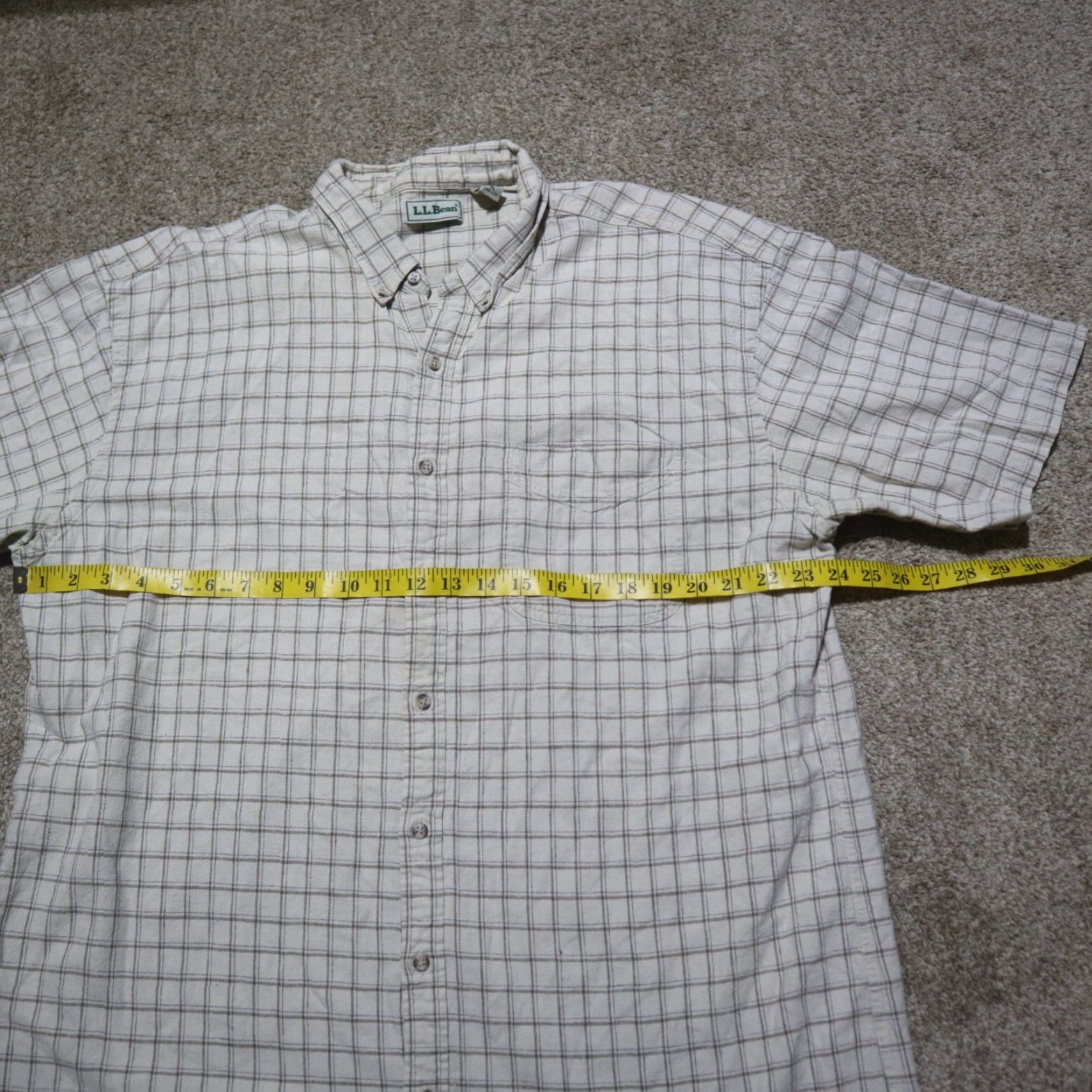 Vintage LL Bean Shirt Short Sleeve Mens XL Tan Plaid 100% Cotton Size US XL / EU 56 / 4 - 4 Thumbnail