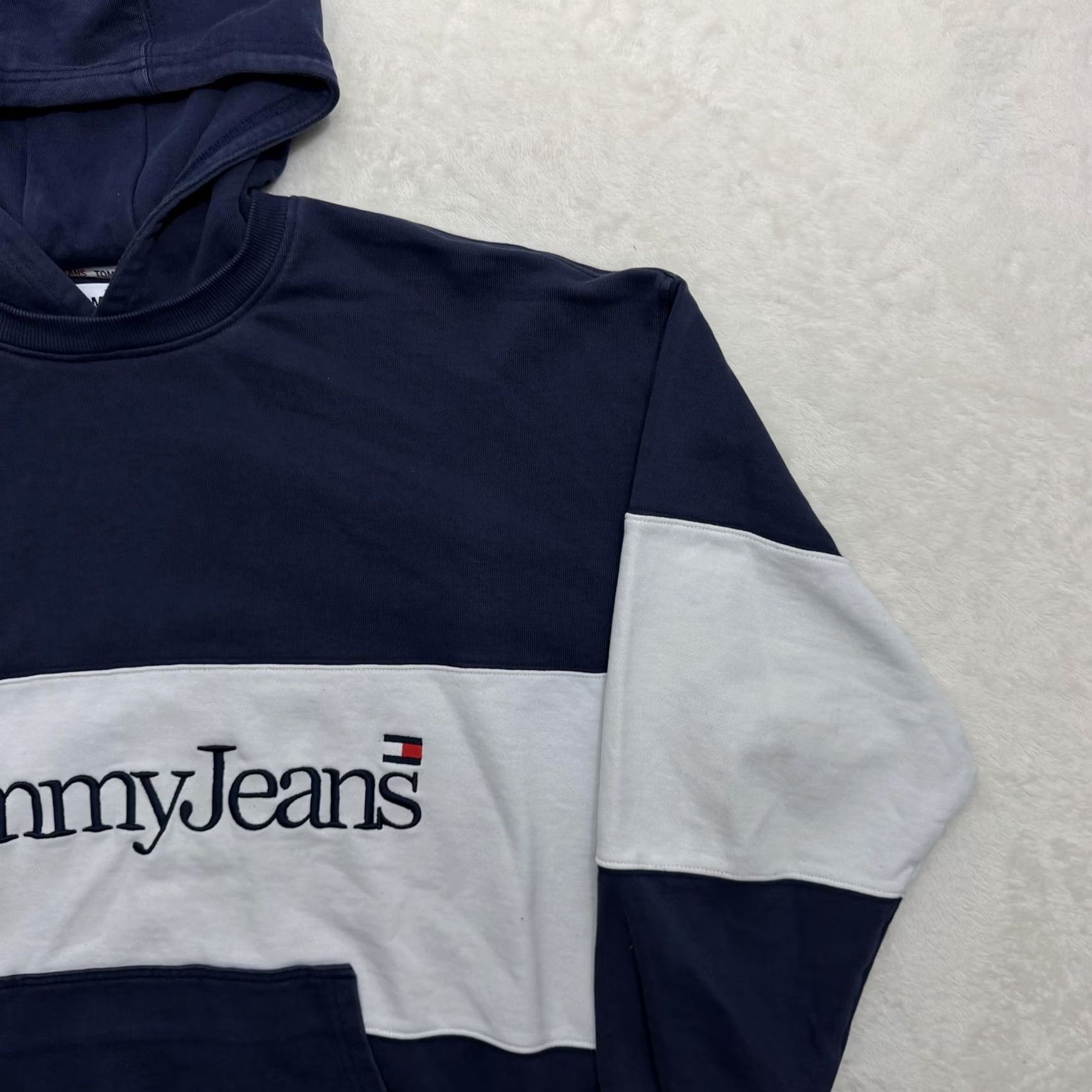 Tommy Hilfiger Tommy Hilfiger Hooded Sweater 2XL Blue Fleece Pullover Mens Crew Neck Logo Embroidered Pockets Size US XXL / EU 58 / 5 - 4 Thumbnail