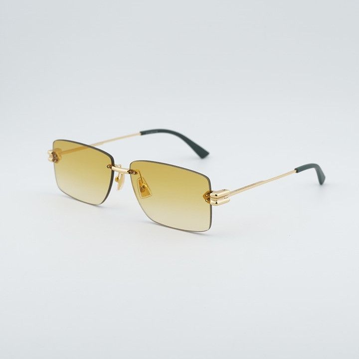 Bottega Veneta Bottega Veneta BV1126S 006 Sunglasses Gold Rectangle Frame Size ONE SIZE - 2 Thumbnail