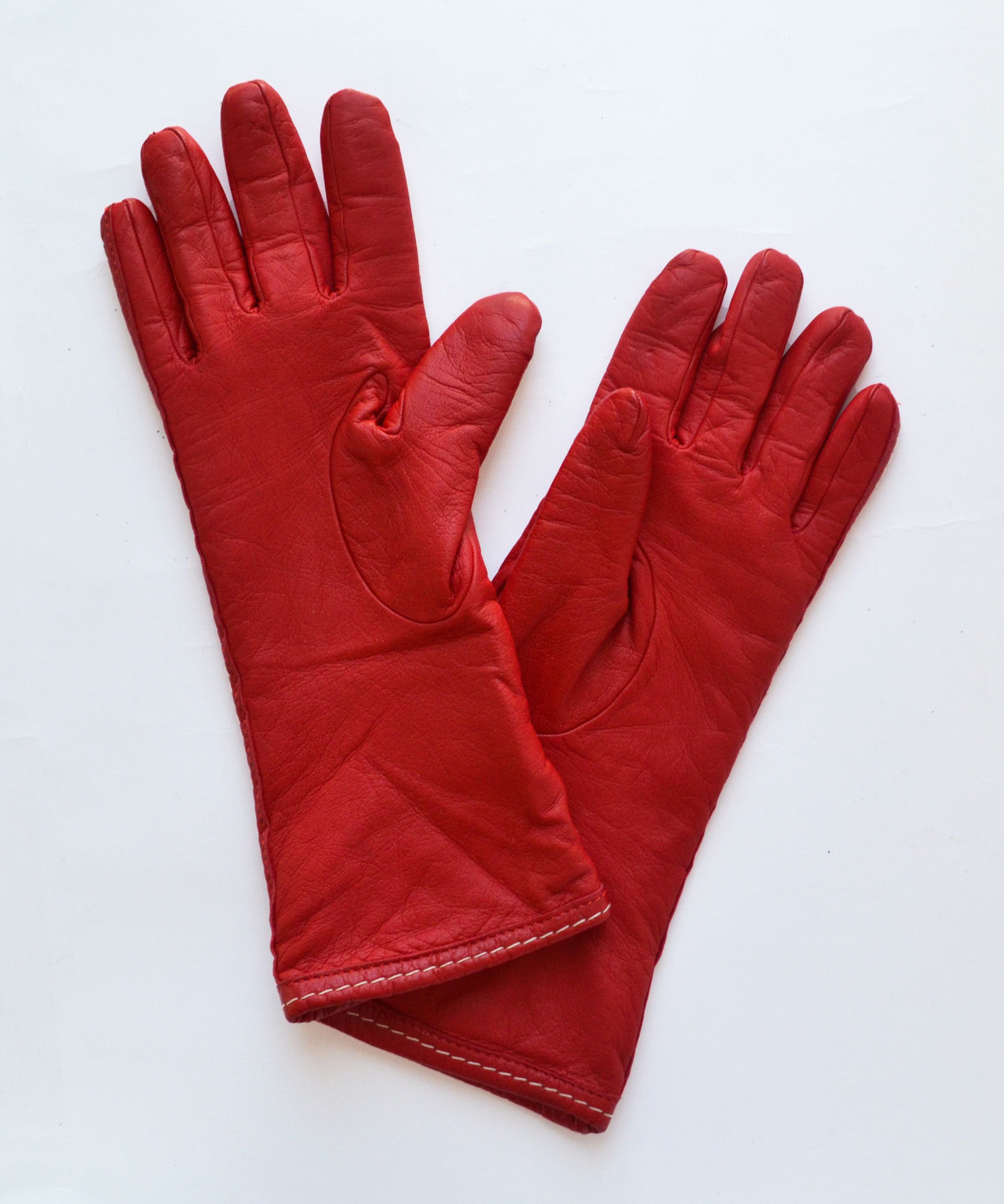 Jil Sander JIL SANDER Gloves Leather Red Vintage Wool by RAF SIMONS Size ONE SIZE - 2 Thumbnail