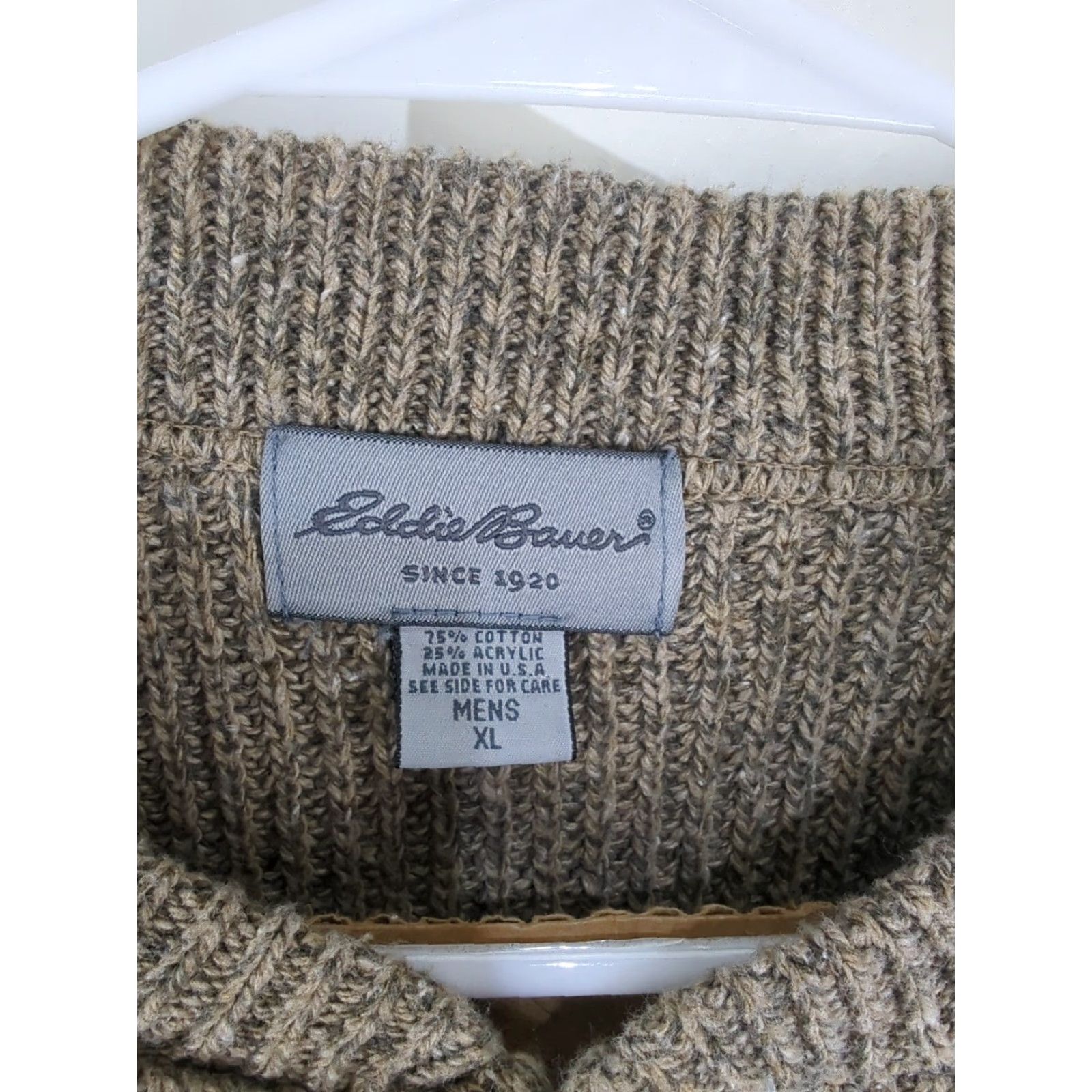 Eddie Bauer VINTAGE Eddie Bauer Sweater Mens XL Henley Knit Made USA 90s Earth Tones Button Beige Mens Size US XL / EU 56 / 4 - 2 Thumbnail