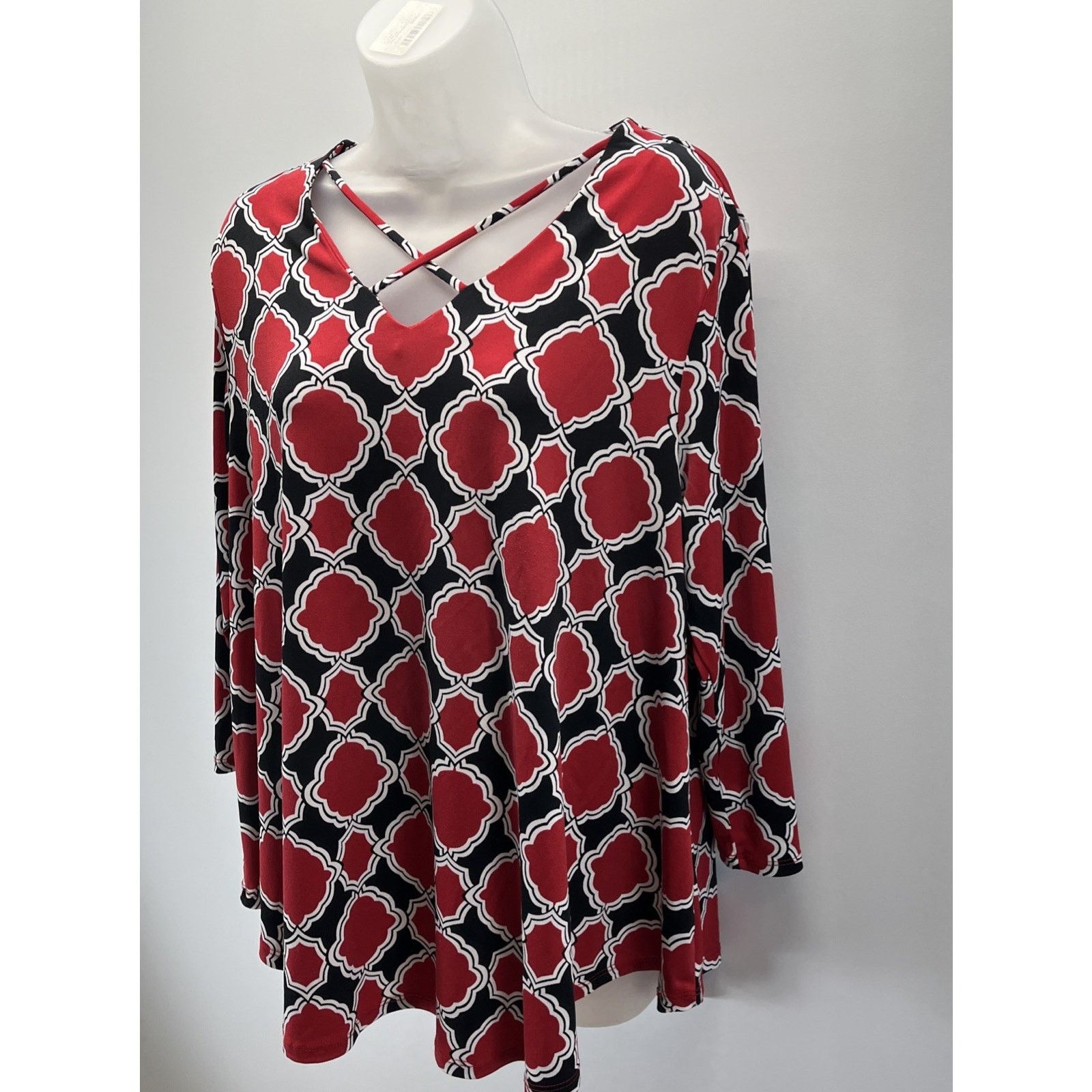 Chicos Chicos Womens Red Criss Cross Stretchy Top Size 2 L Size L / US 10 / IT 46 - 3 Thumbnail