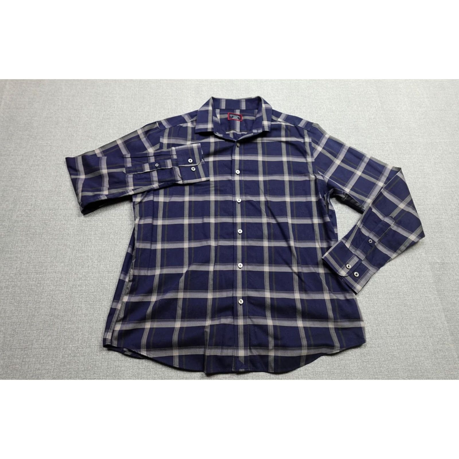 UNTUCKit UNTUCKit Dress Shirt Mens Large Blue Plaid Long Sleeve Button Up Wrinkle Free Size 42R - 3 Thumbnail
