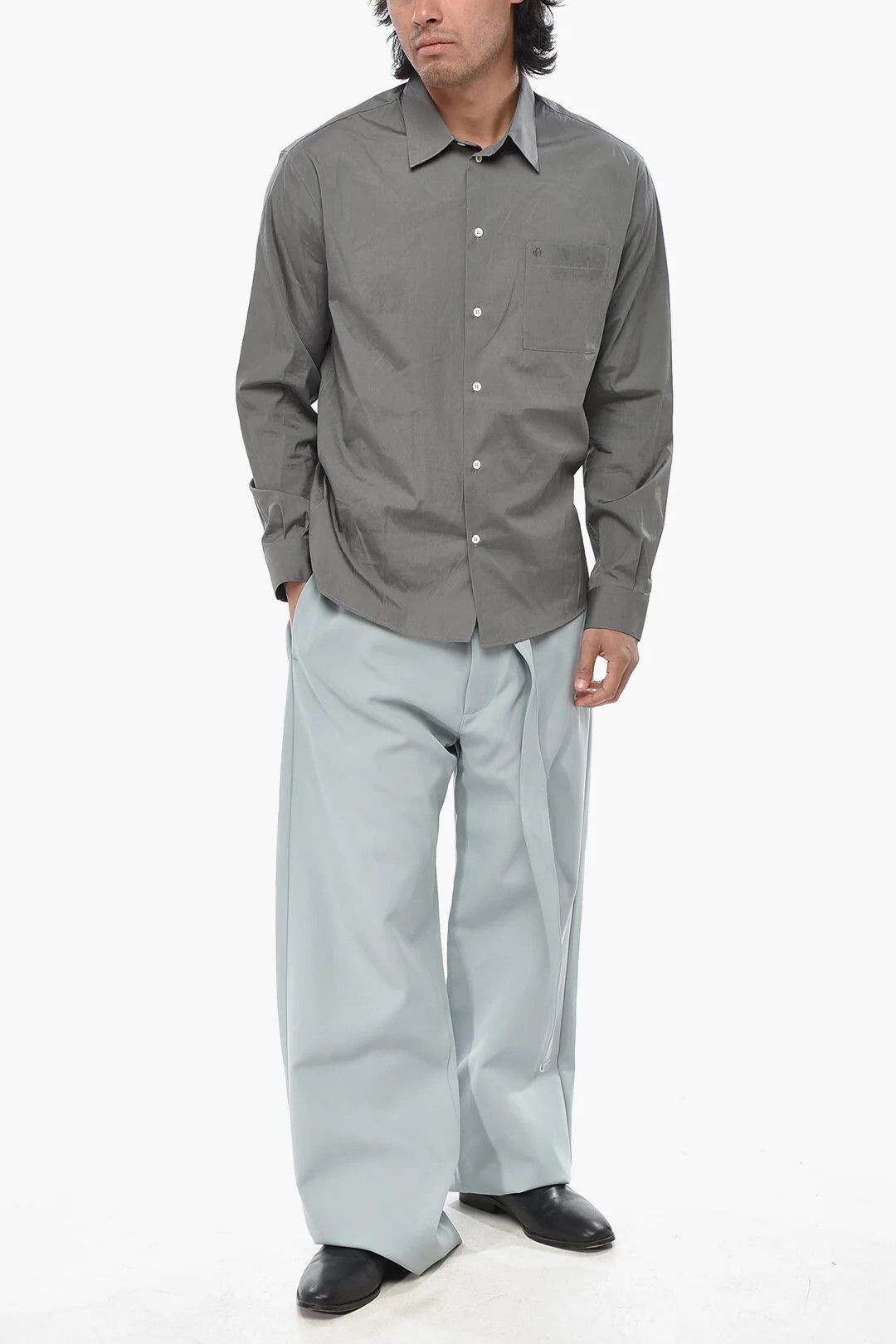 Off-White og1mm0526 Cotton Poplin Shirt in Gray Size US M / EU 48-50 / 2 - 4 Thumbnail