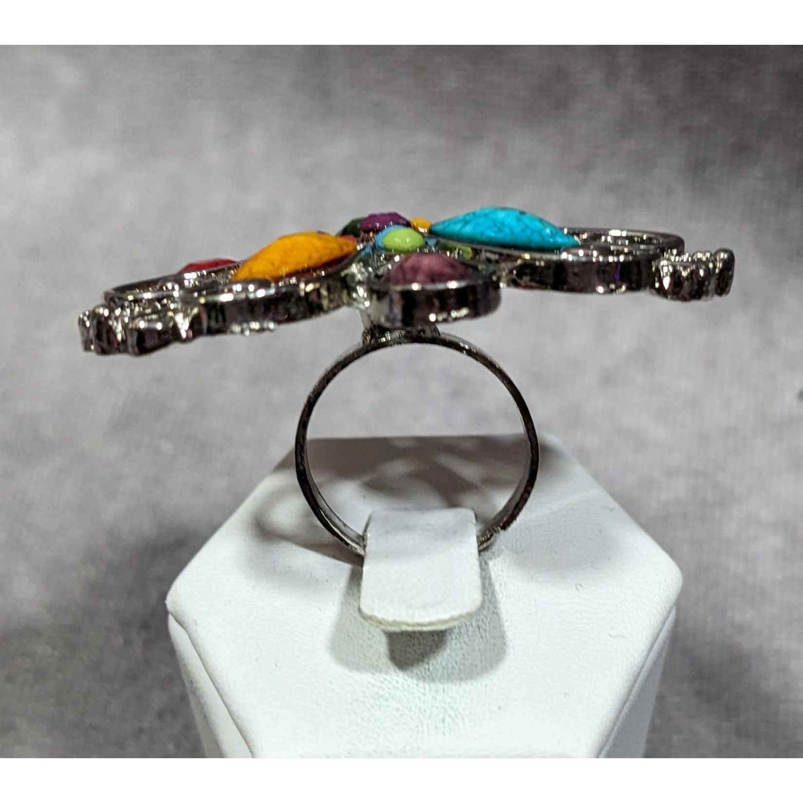 Other Rainbow Fairycore Floral Gemmed Statement Ring Adjustable Si Size ONE SIZE - 6 Thumbnail