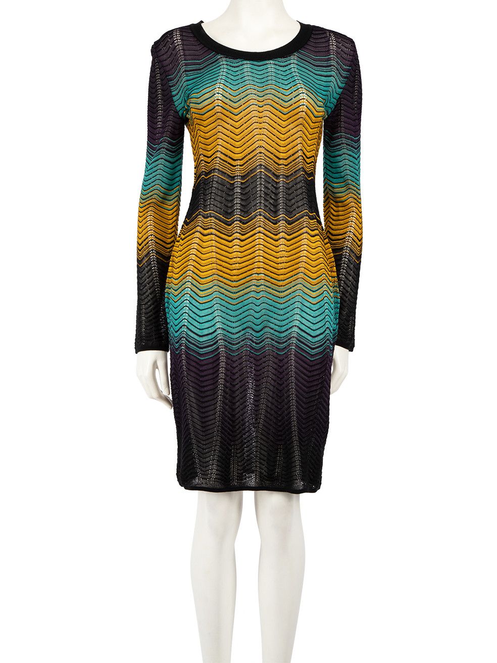 image of Missoni Striped Knit Long Sleeve Knee-Length Dress, Women's (Size Medium)