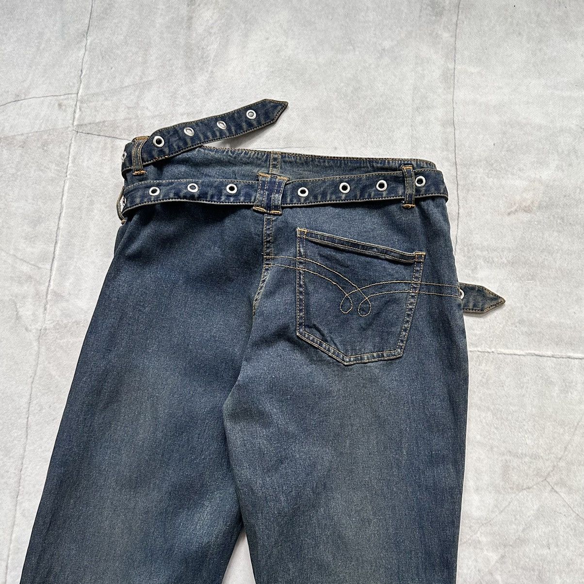 20471120 Bondage Flared Eyelets Belt Studded Punk Jeans LGB If Six Size 26" / US 2 / IT 38 - 11 Thumbnail
