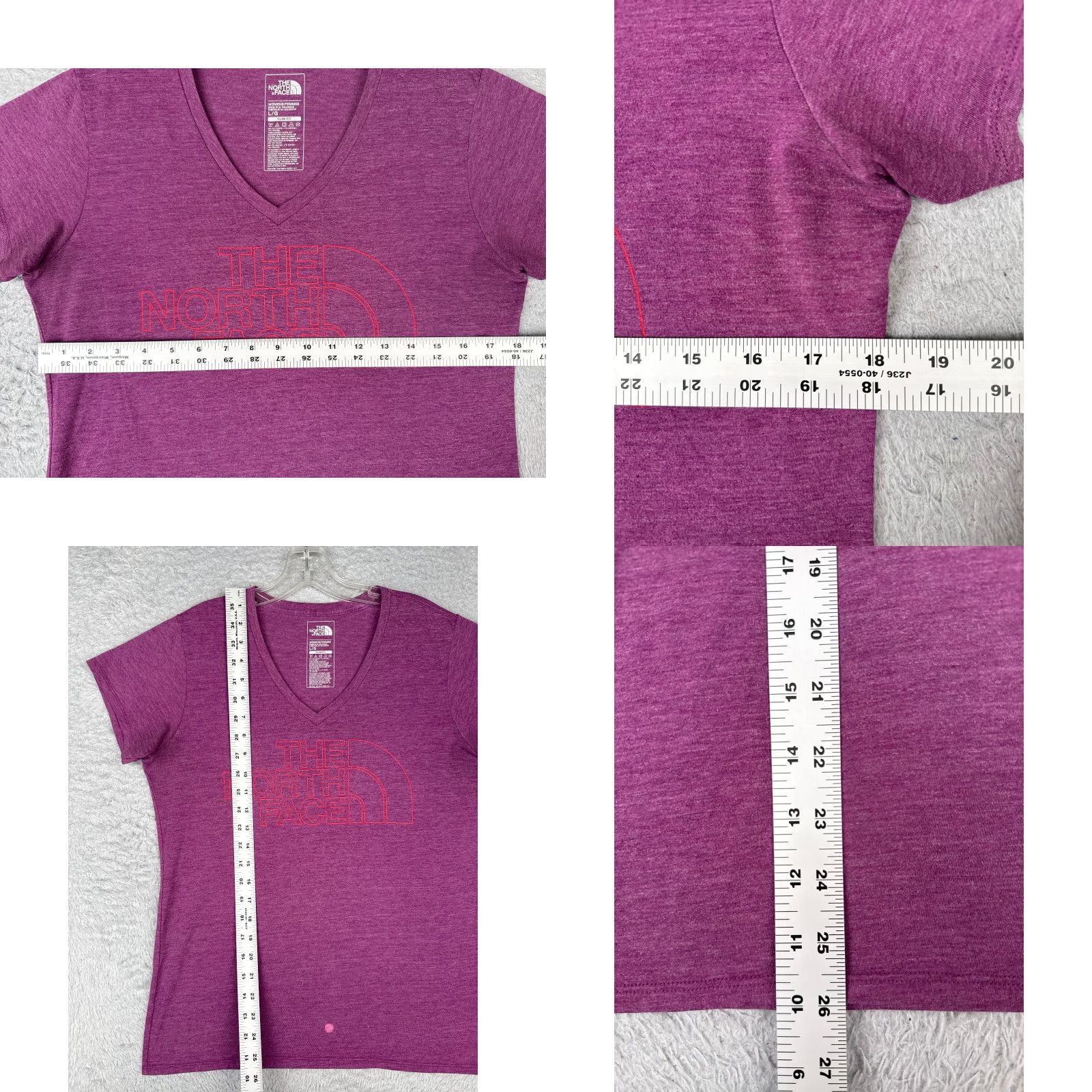 The North Face VINTAGE The North Face Shirt Women L Purple V-Neck Short Sleeve Slim Tee Ladies Large Purple - Outdoor Everyday Men/Women? Size L / US 10 / IT 46 - 8 Thumbnail