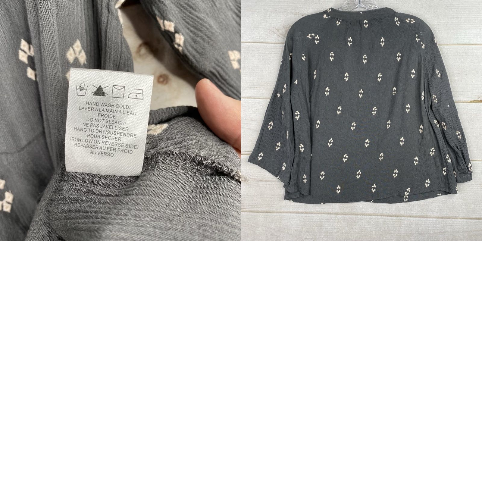 Vintage Gently Fawn Top Womens S Gray Tie Neck Pleated Flowy Rayon V-Neck 3/4 Sleeve Blouse Clothing Size S / US 4 / IT 40 - 8 Thumbnail