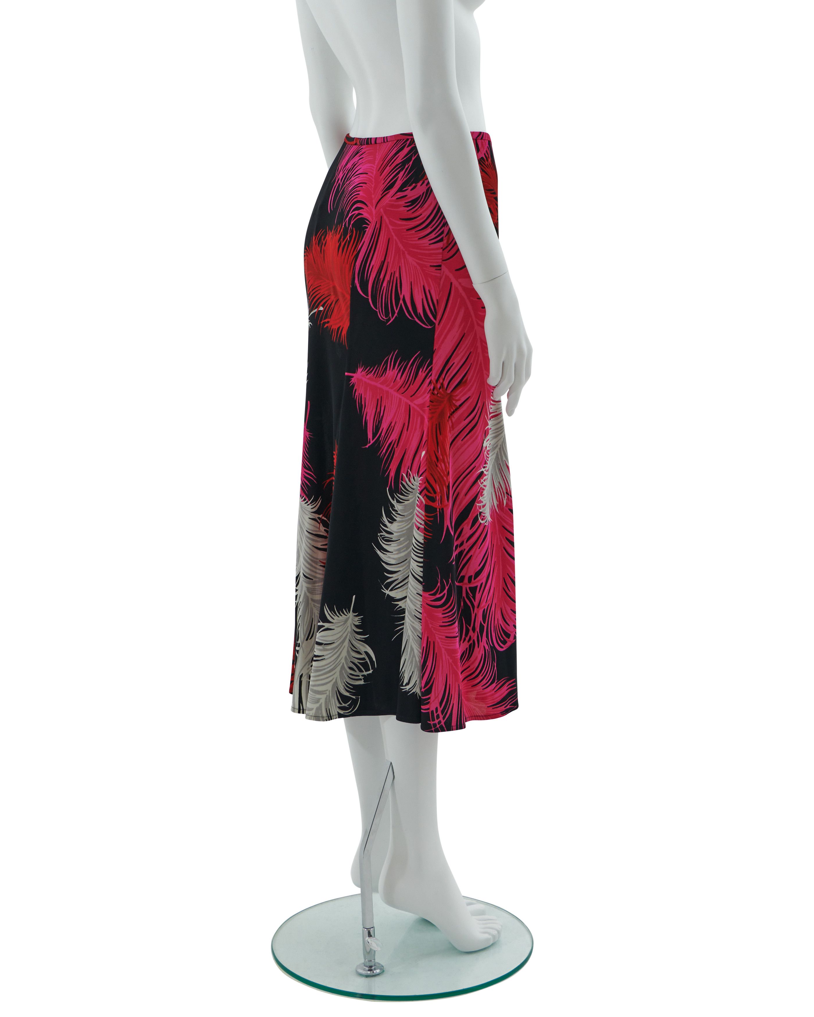 Versace Couture F/W 2001 Feather print jersey draped skirt Size 28" / US 6 / IT 42 - 5 Thumbnail