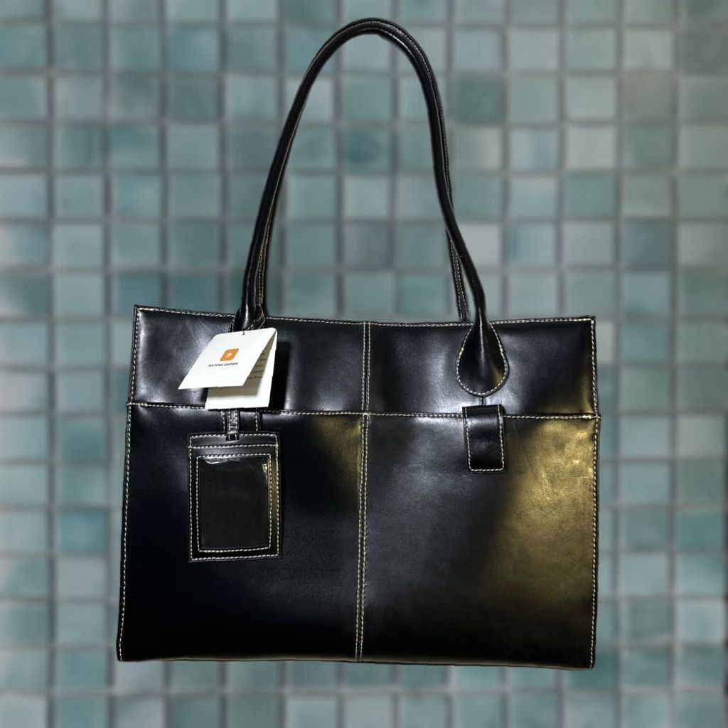 Wilson VINTAGE Wilson Leather Briefcase/Document Case Men Large Black Leather Snap Closure Adjustable Strap Inner Pockets Modern Classic Bag Size ONE SIZE - 1 Thumbnail