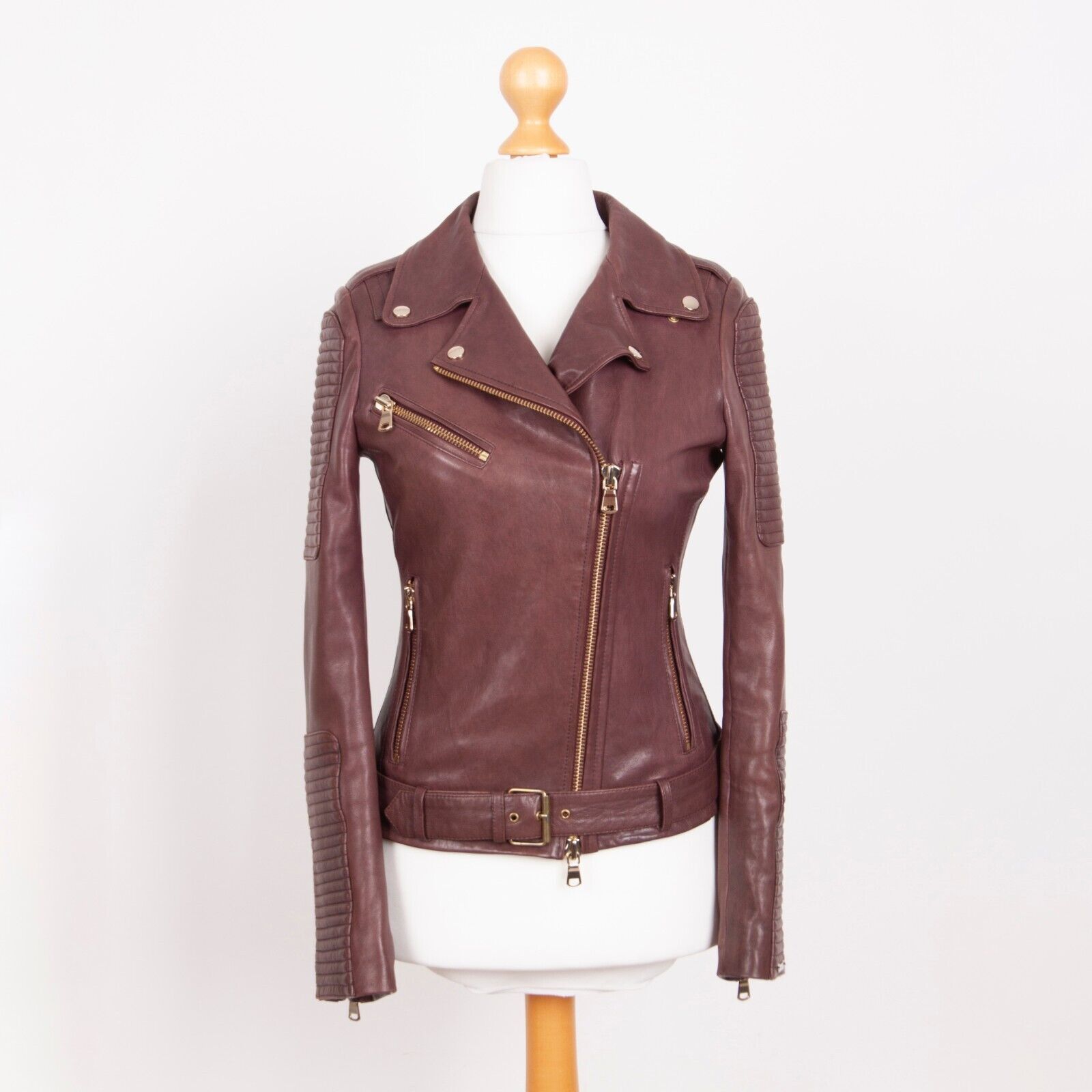 TWINSET Twinset SIMONA BARBIERI Real Leather Biker Jacket Size S / US 4 / IT 40 - 1 Thumbnail
