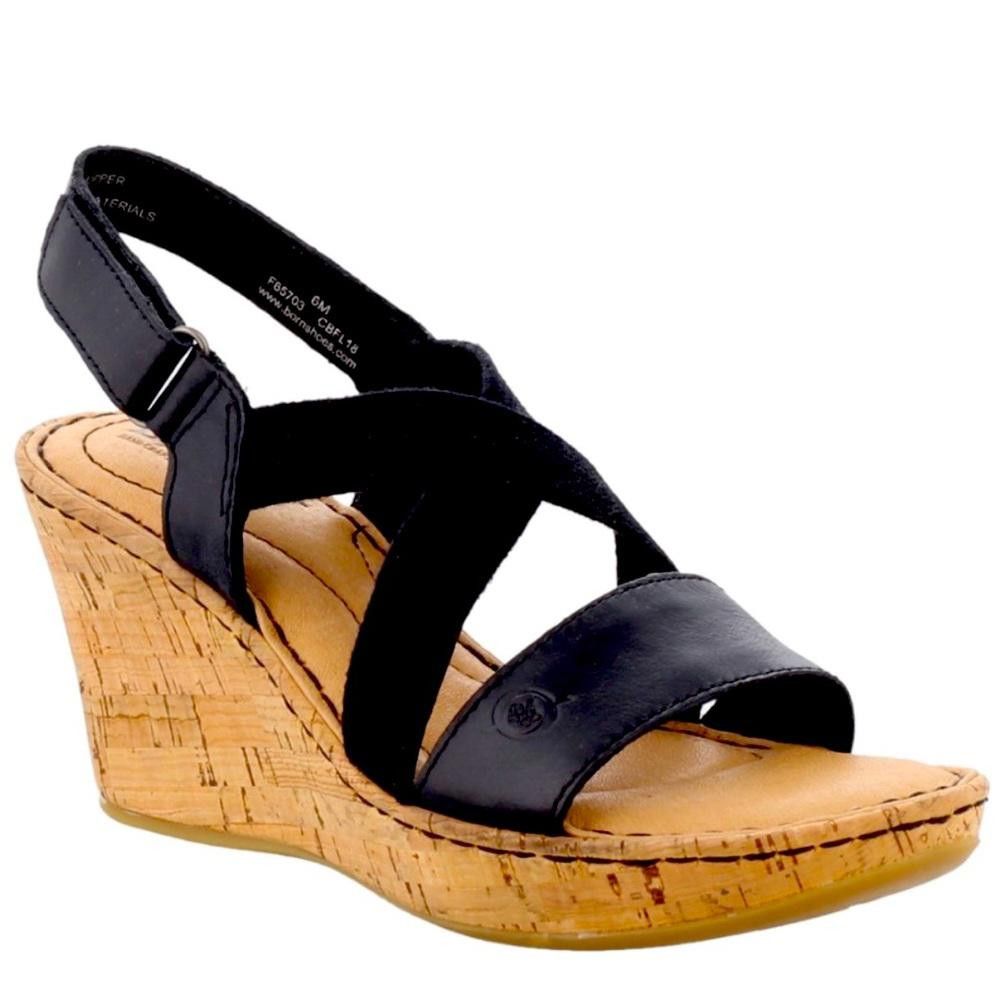 Born BORN Hyuro Cork Wedge Sandals Black Leather Size 11 Size US 11 / IT 41 - 1 Thumbnail