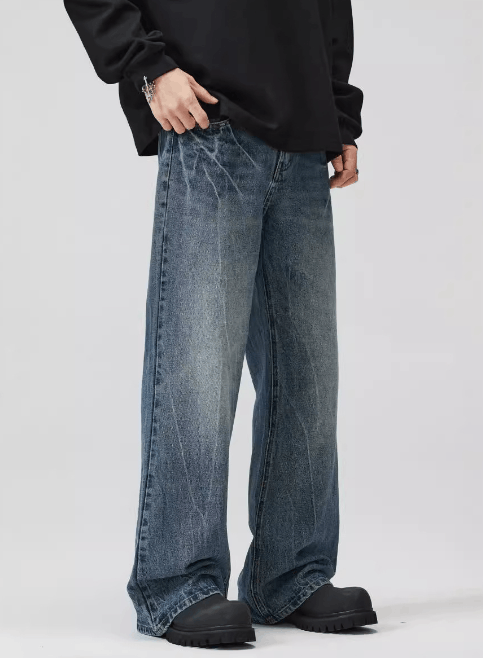 Japanese Brand × Jean Lightning pattern washed flared baggy jeans Size US 32 / EU 48 - 3 Thumbnail